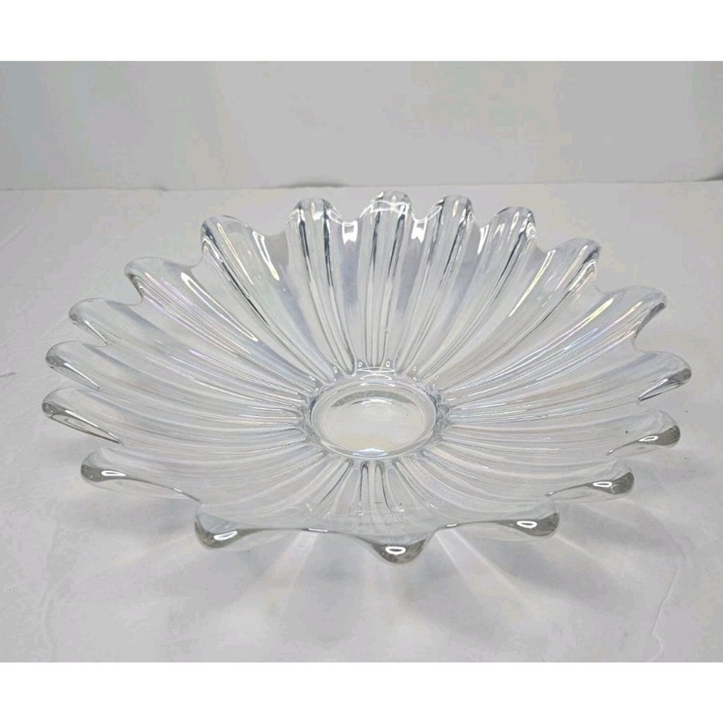 Vintage Federal Iridescent Celestial Sunburst Center Art Glass Bowl 11 3/8"