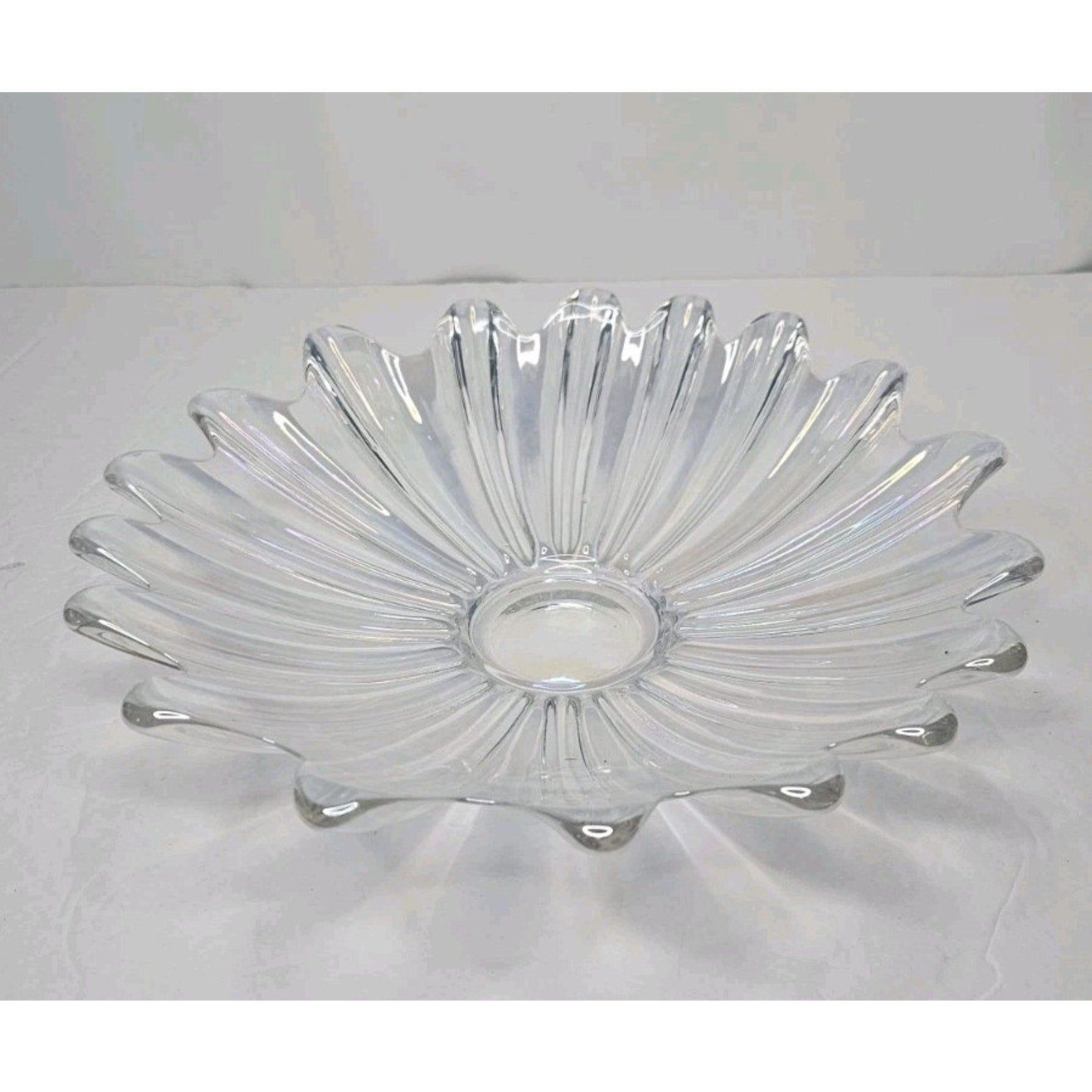 Vintage Federal Iridescent Celestial Sunburst Center Art Glass Bowl 11 3/8"