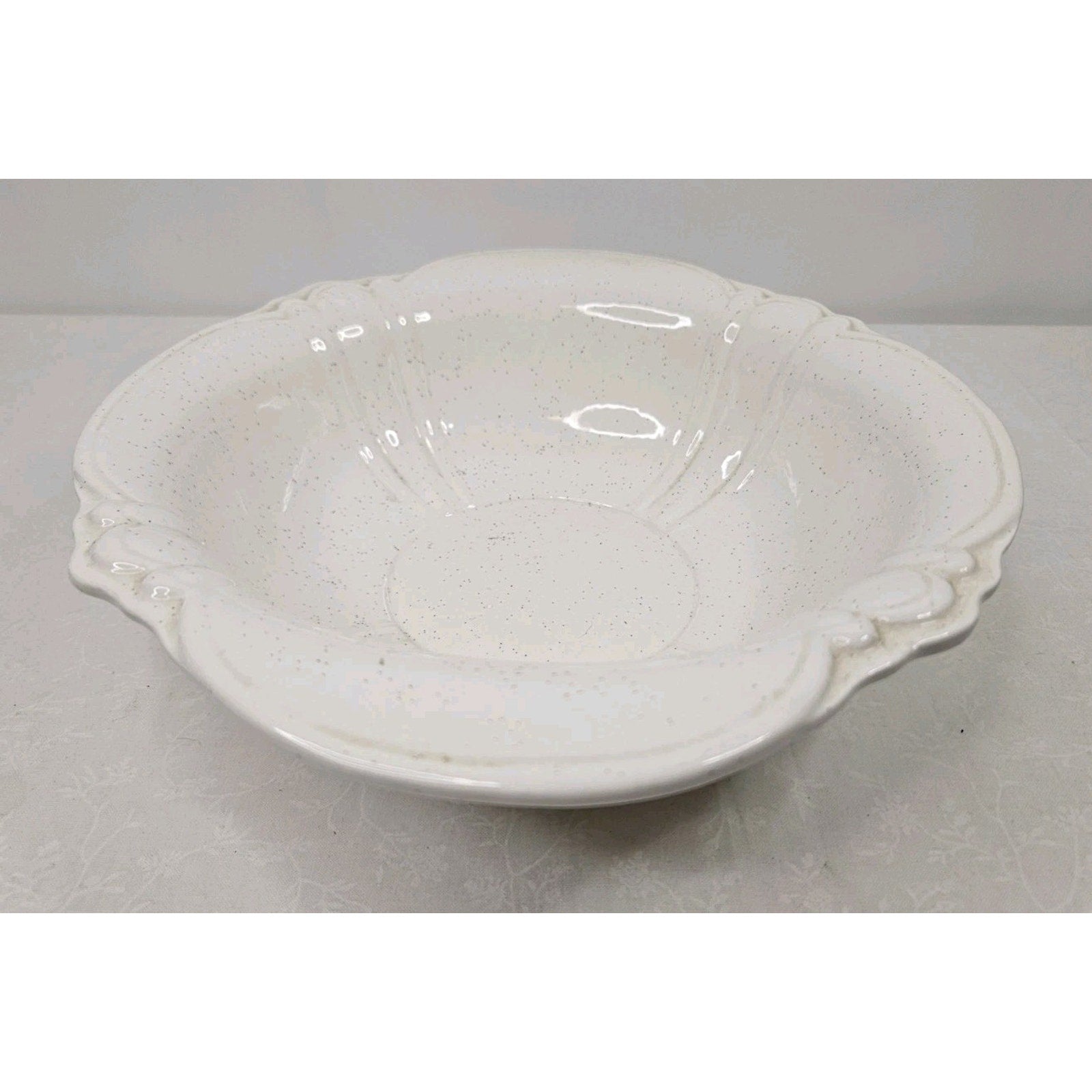 Vintage Treasure Craft Cream Pottery 11" Serving Bowl Lob Handles USA Made