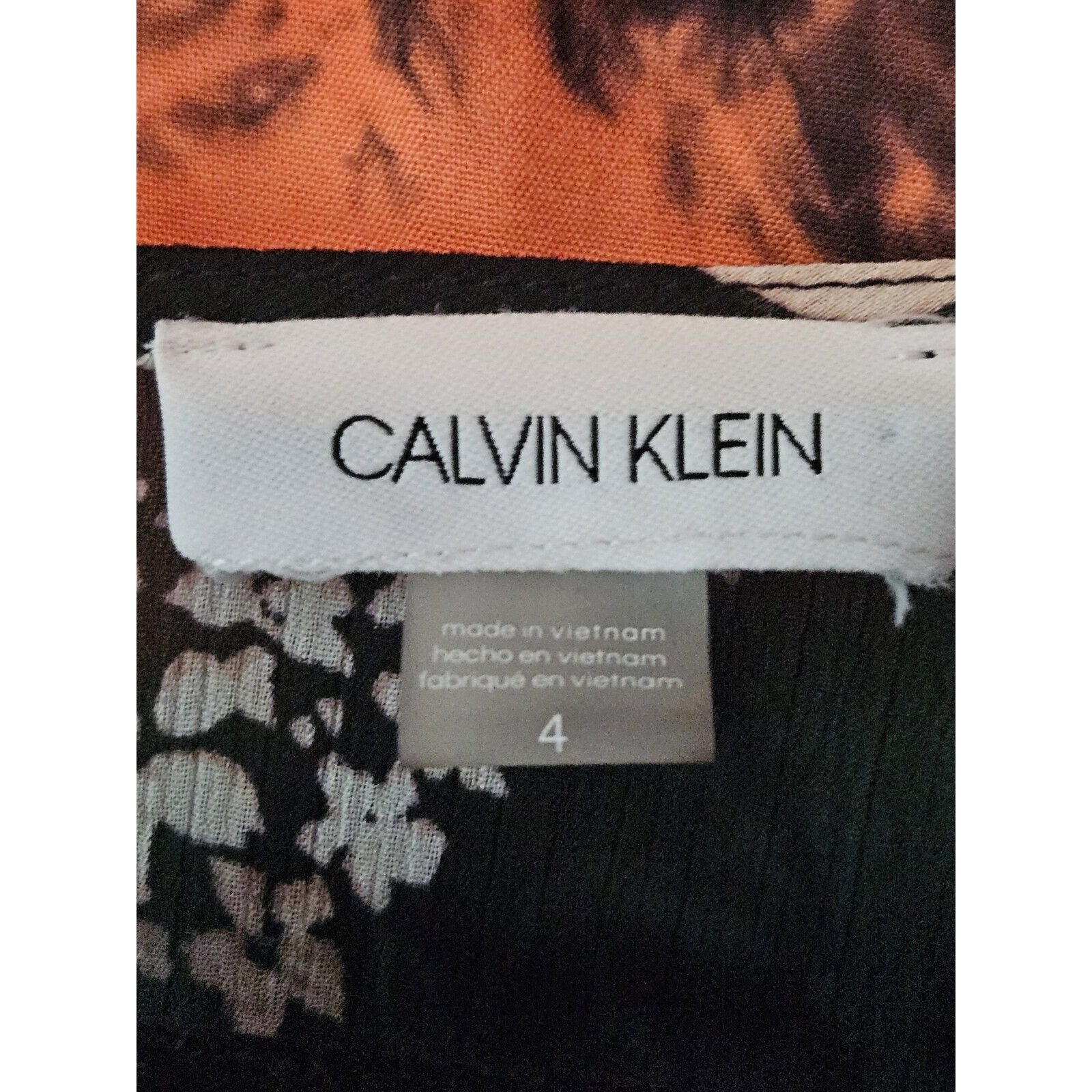 Calvin Klein Black Floral Chiffon Overlay Hi Low Flowy Sz 4 Mid Length Dress