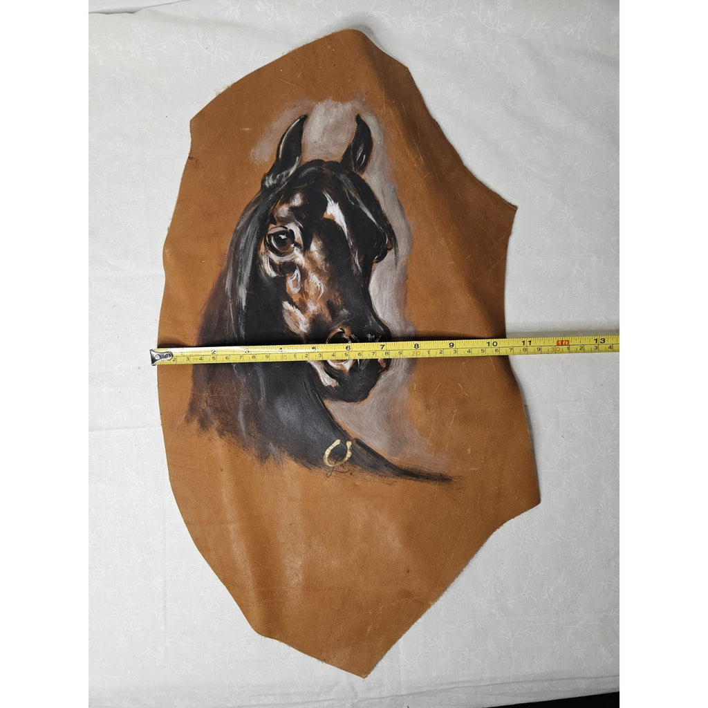 Horse Oil Painting Art Hide Art Western Signed Hand-painted Art
