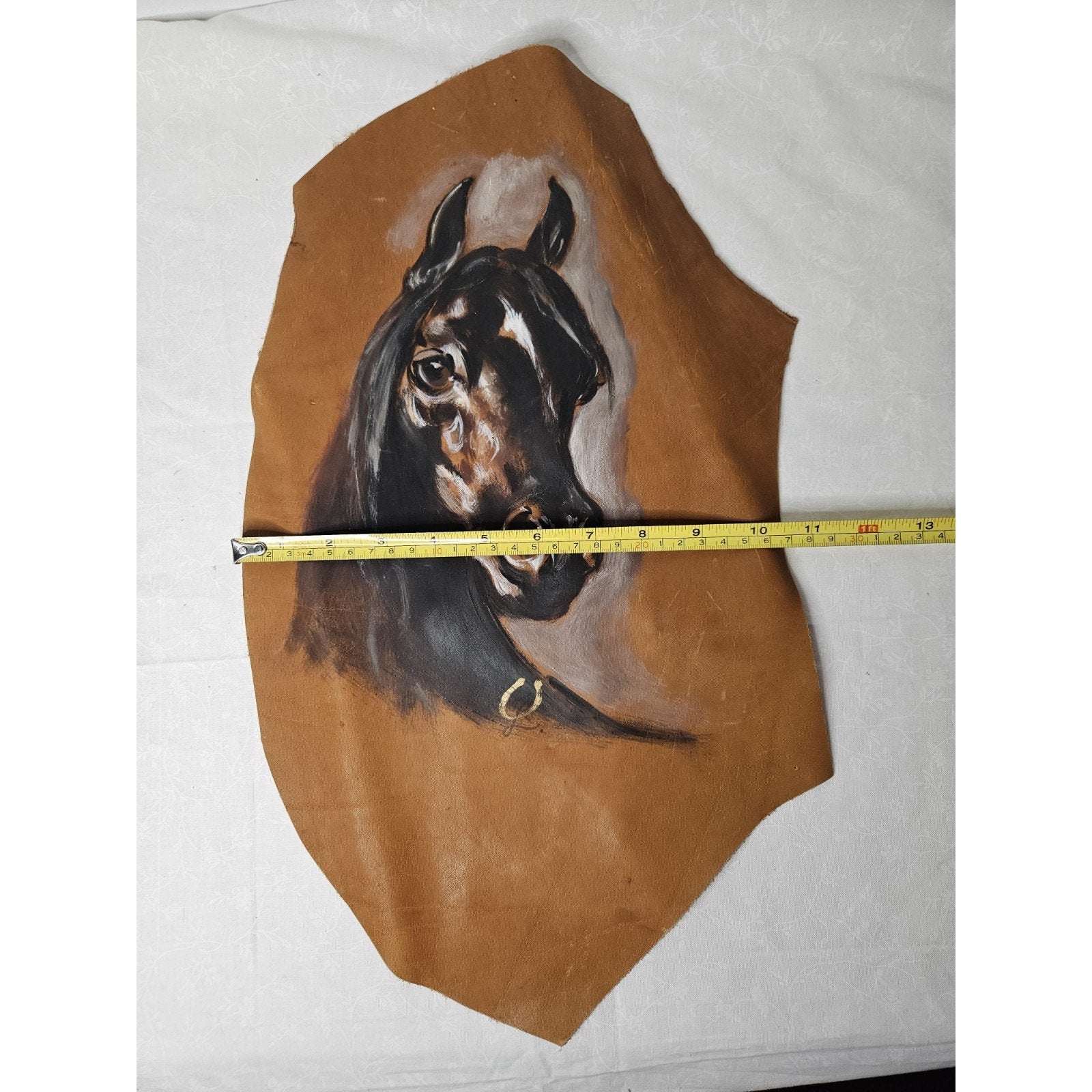Horse Oil Painting Art Hide Art Western Signed Hand-painted Art