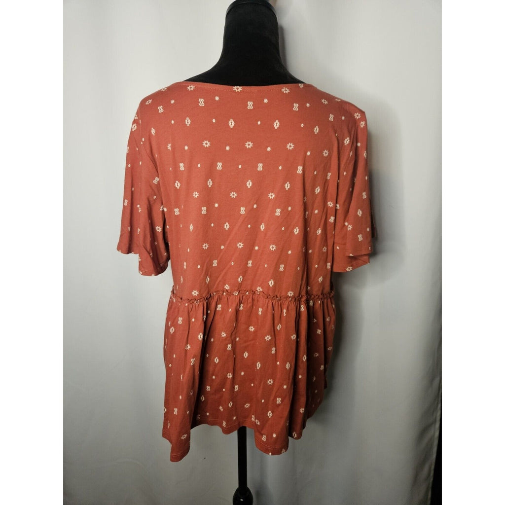 Torrid Jersey V-Neck Relaxed Tie Front Crop Top Terracotta Bossa Nova 0 Large