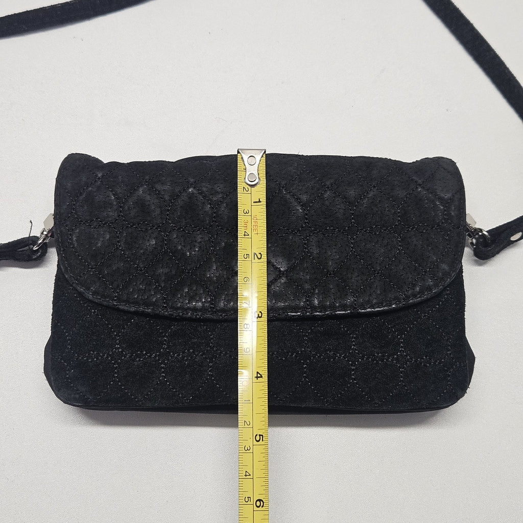 Vintage Wilsons Leather Maxima Black Suede Crossbody Quilted 90s Y2K Goth Grunge