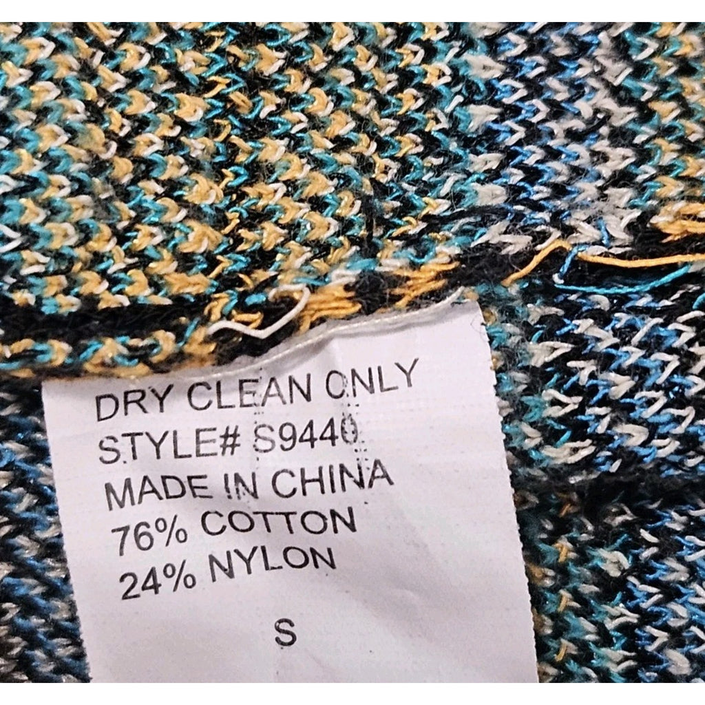 Twelfth Street Cynthia Vincent Grey Southwestern Open Knit Cardigan Small