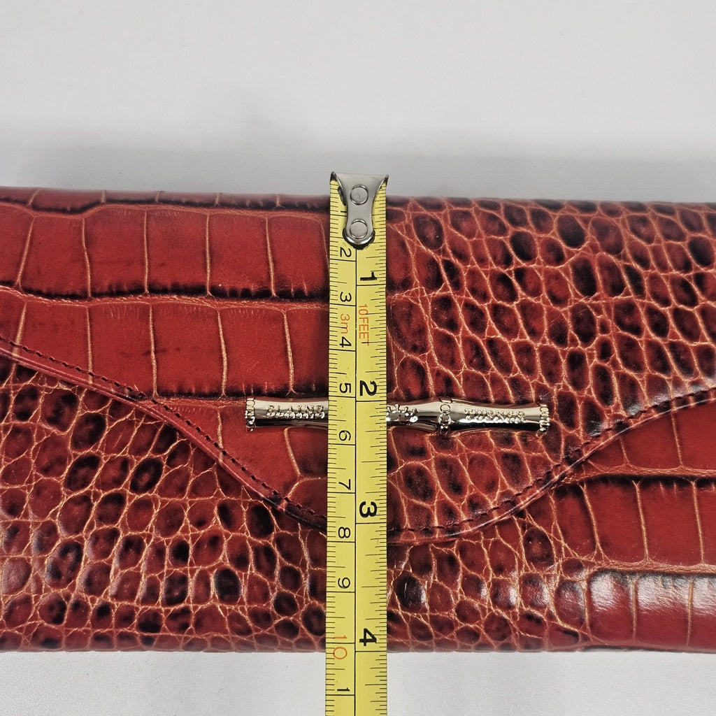 Vintage Elaine Turner Red Croc Embossed Leather Portfolio Organizer Wallet $175
