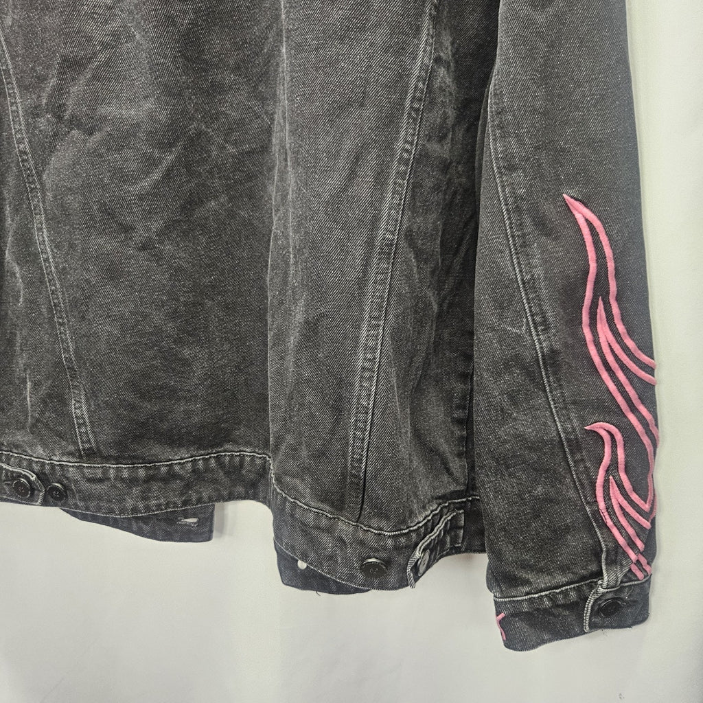 Homme Femme Rager Boy Colab Denim Jacket Black Pink Large Luxury Streetwear