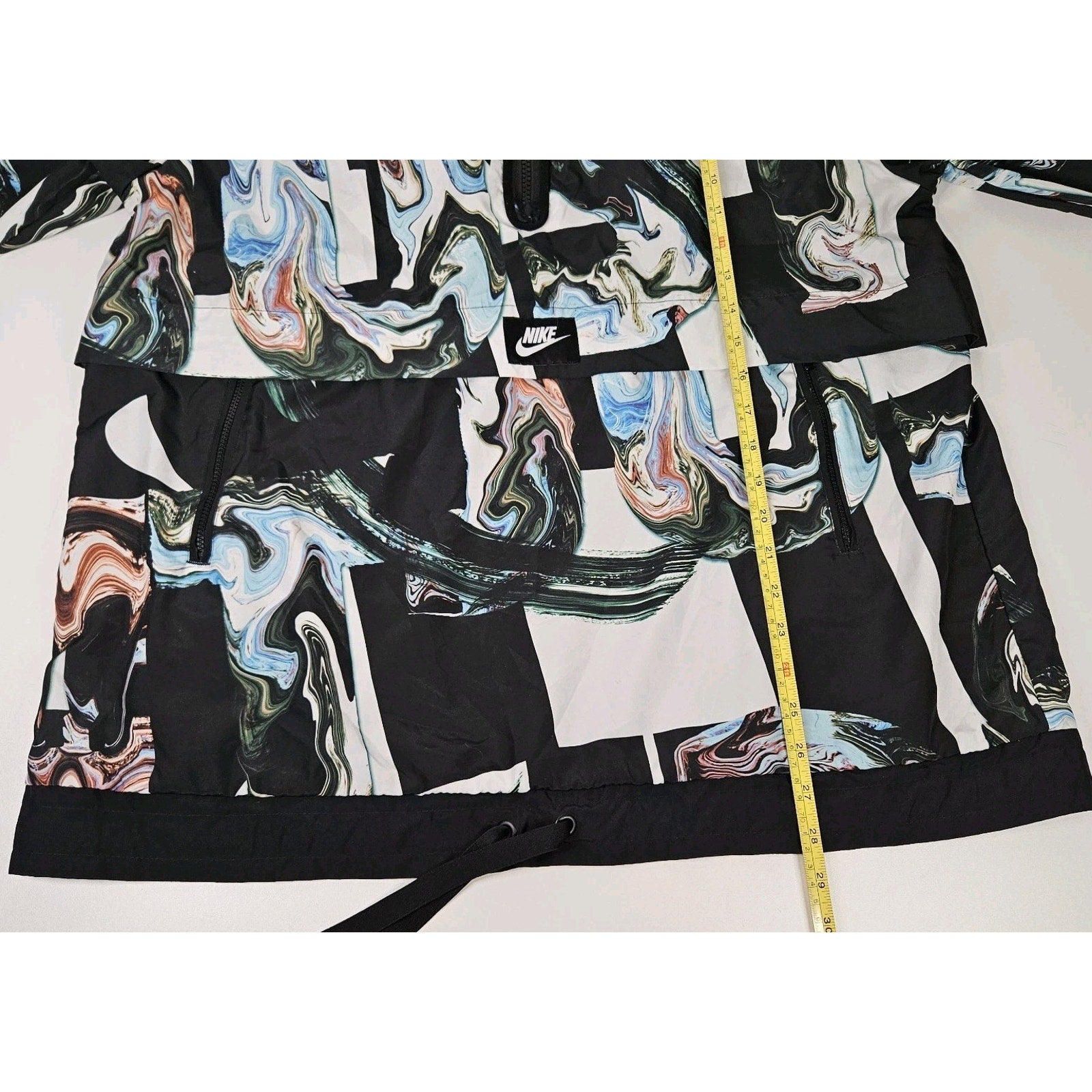 Nike Windbreaker Jacket Marbled Multicolor Mesh Trimmed Hooded Pullover EUC XL