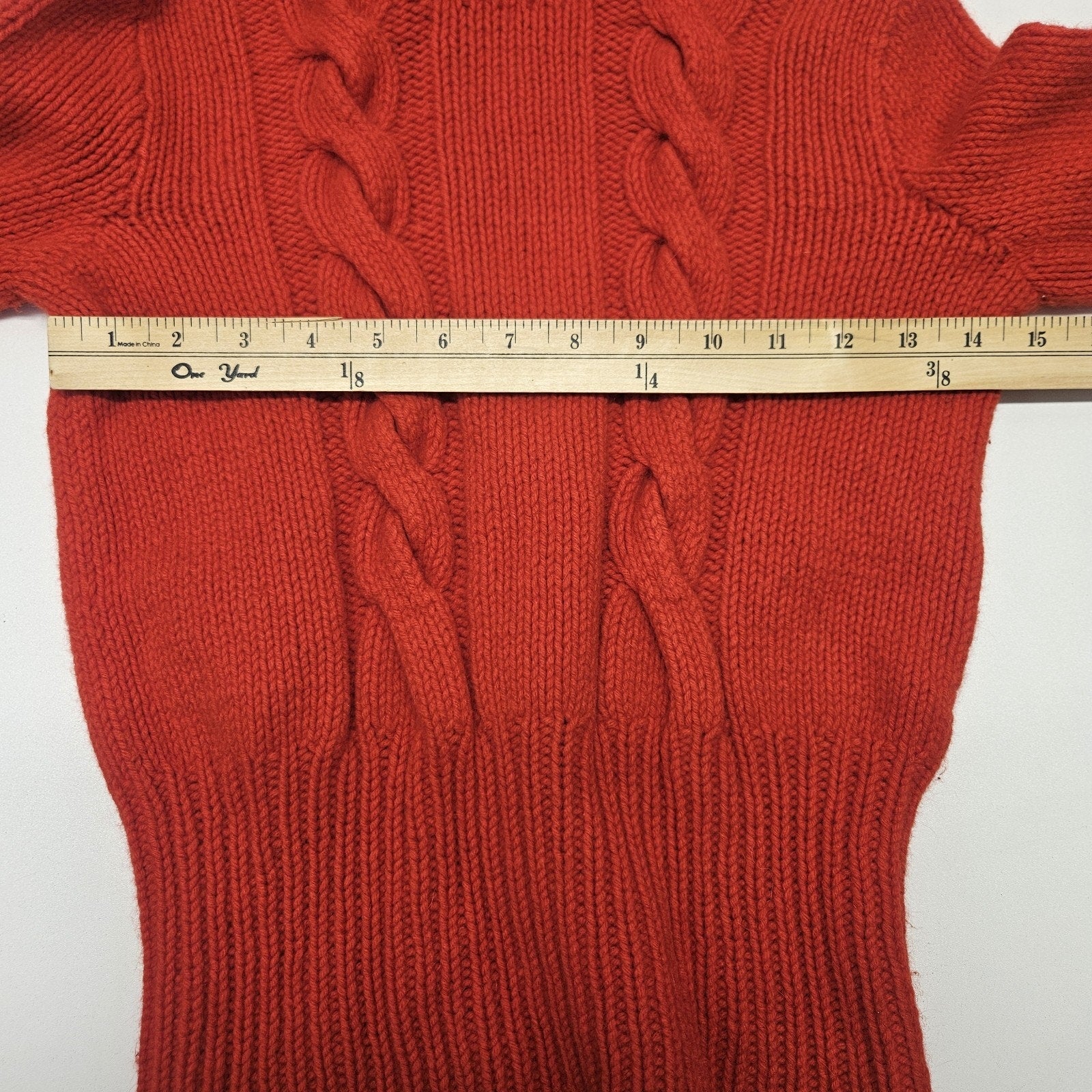 Vintage Venera Arapu Red Cable Knit Turtleneck Pullover Sweater Romanian XS
