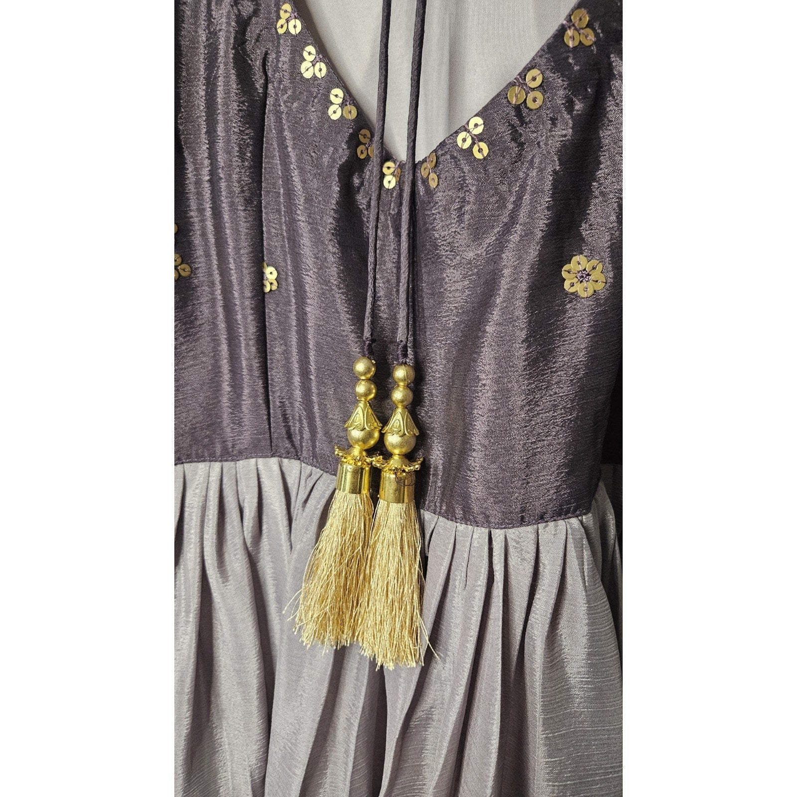 Panash Purple Embroidered Sleeveless Anarkali Suit w Sheer Dupatta Sz 36 US Med