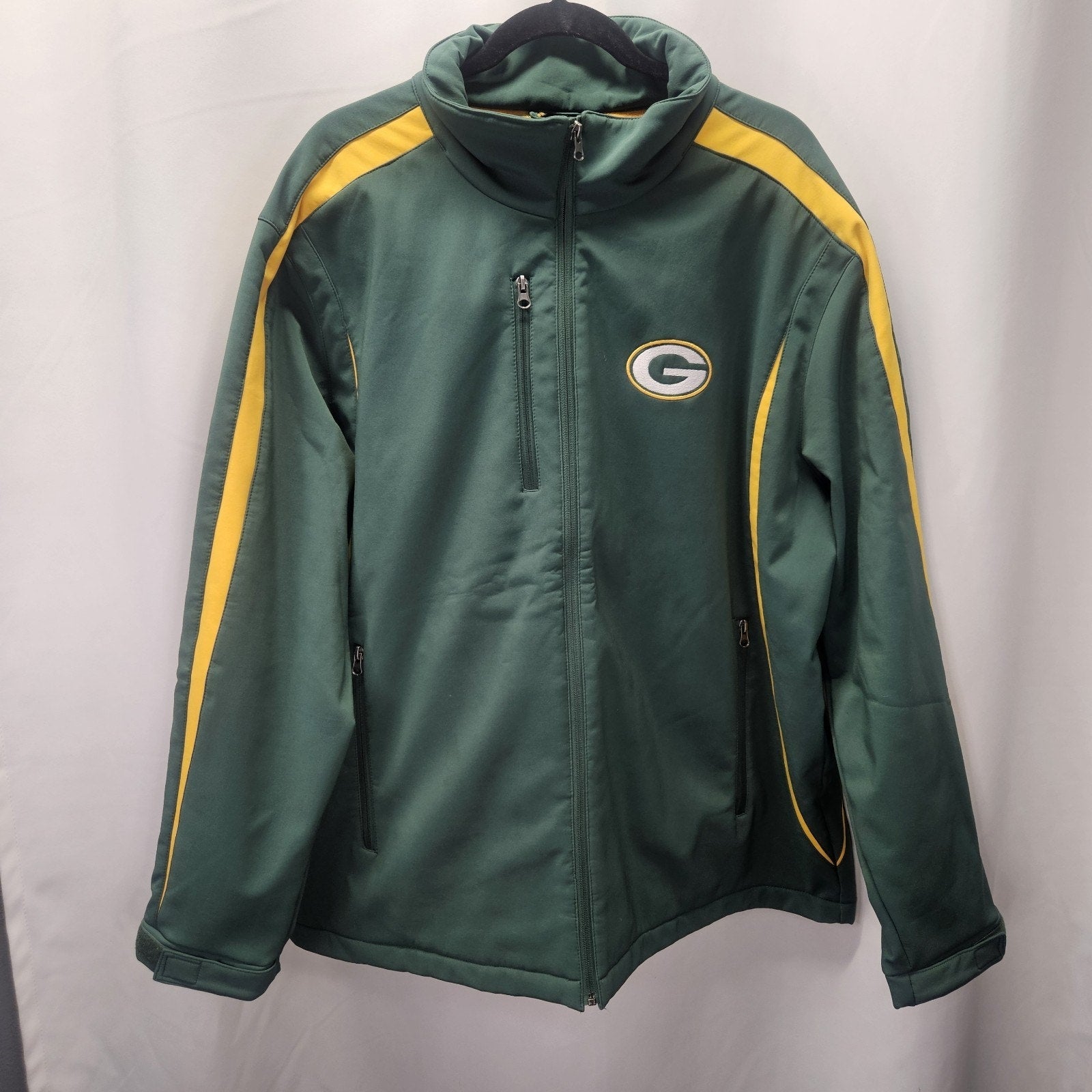 Green Bay Packers NFL Embroidered Football Full Zip Soft Shell Coat Men XXL