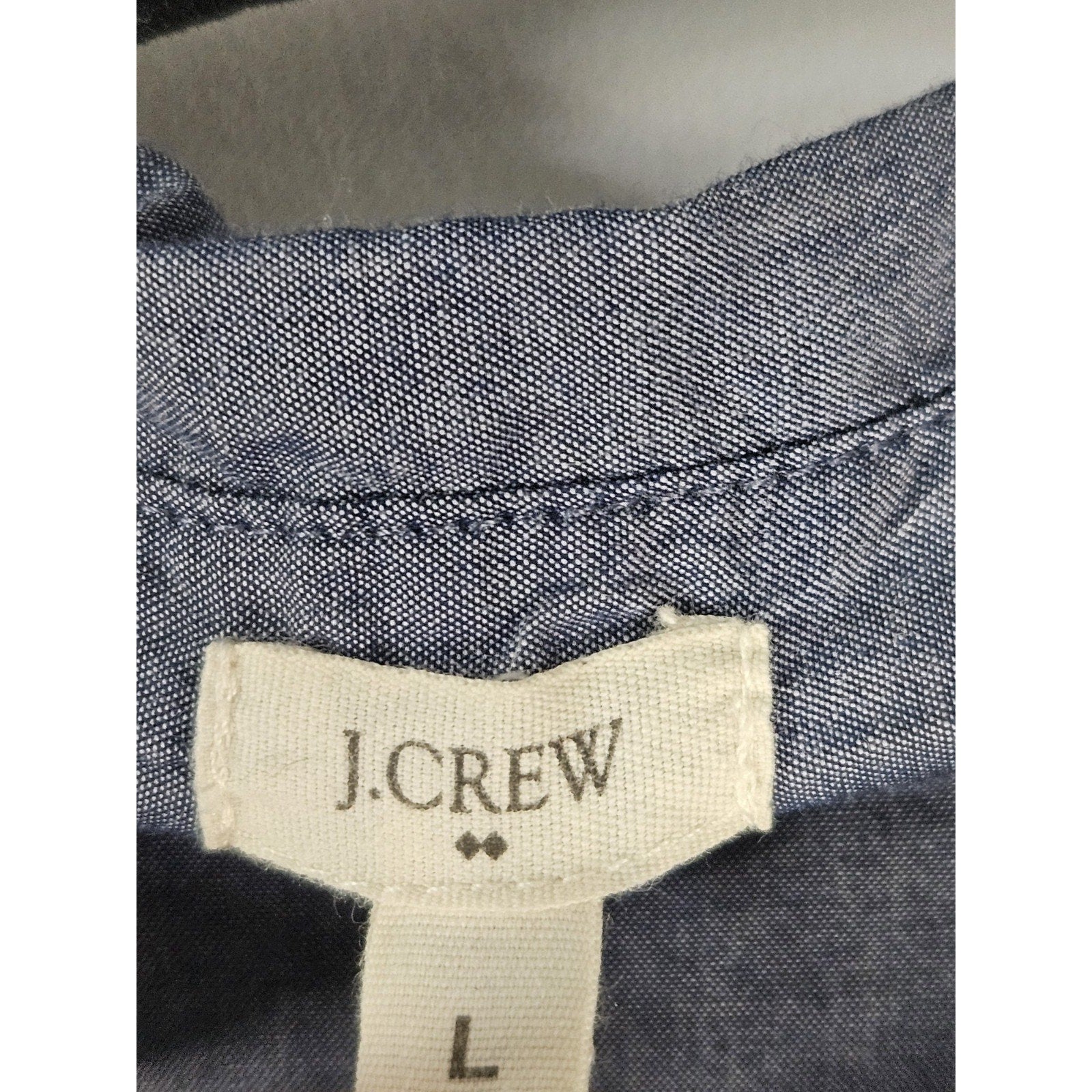 J.CREW 100% Cotton 1/2 Button Down popover shirt Long Tunic blue Sz Large 596A