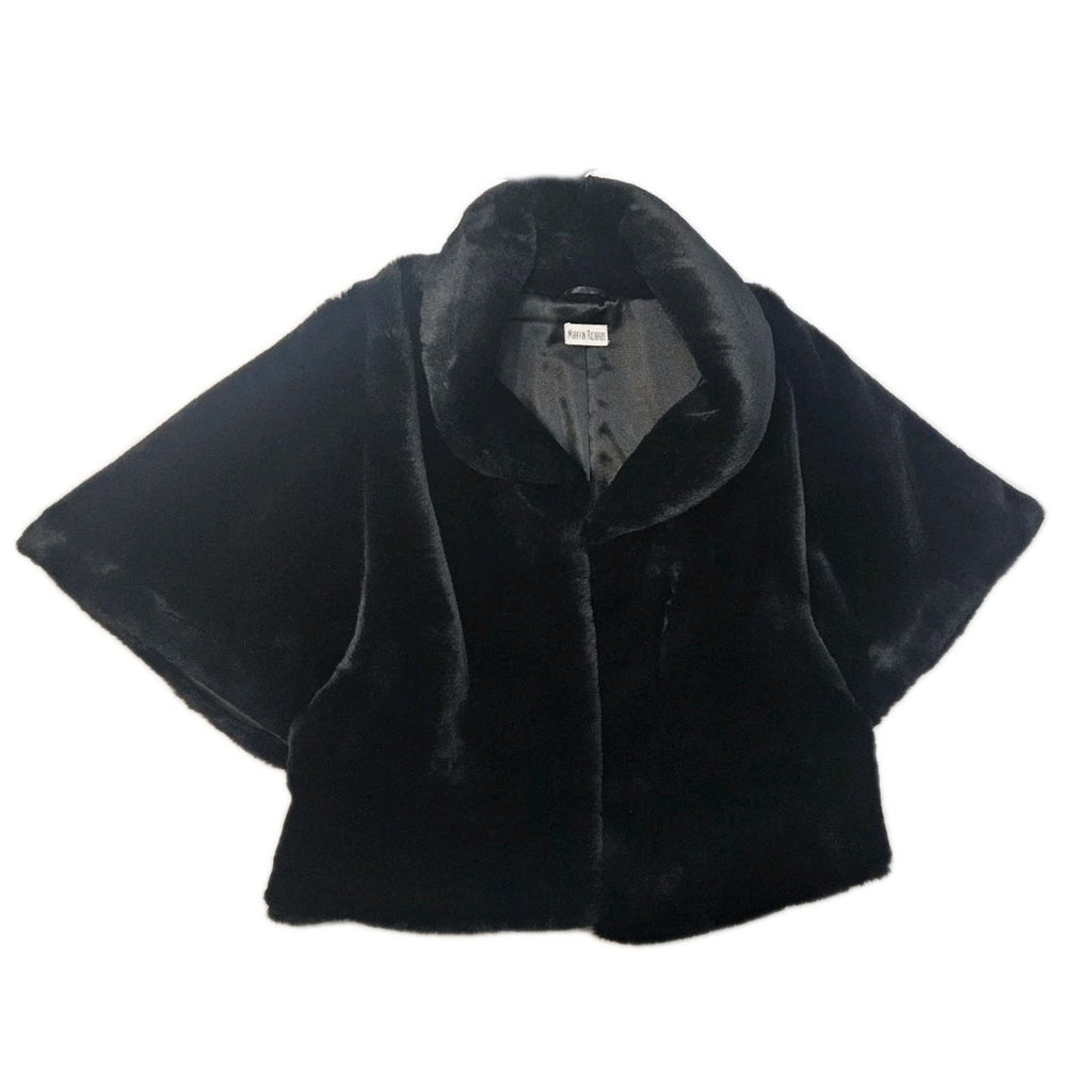 Marvin Richards Vintage Black Cape Swing Jacket Faux Fur Coat One Size Fits Most