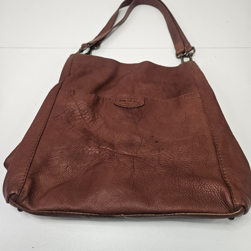 American Leather Co Women's Lenox Triple Entry Satchel Brandy Brown Shoulder Bag