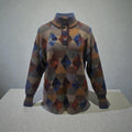 Vtg 80s Millmas Geometric 100% Alpaca Knit Cardigan Sweater Women’s XL Peru