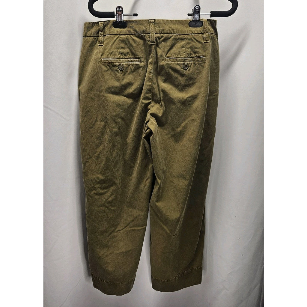 TALBOTS Olive Green Straight Leg Crop Pants size 4 Womens Casual Army Green