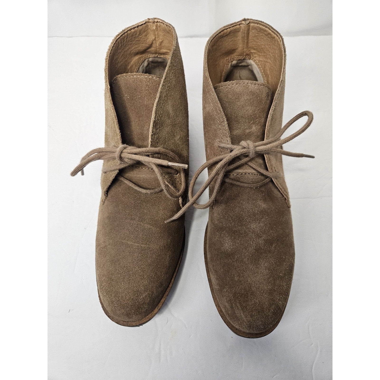 Lucky Brand Boots Womens 8.5 M Garboh Chukka Booties Brown Leather Lace Up Cuban