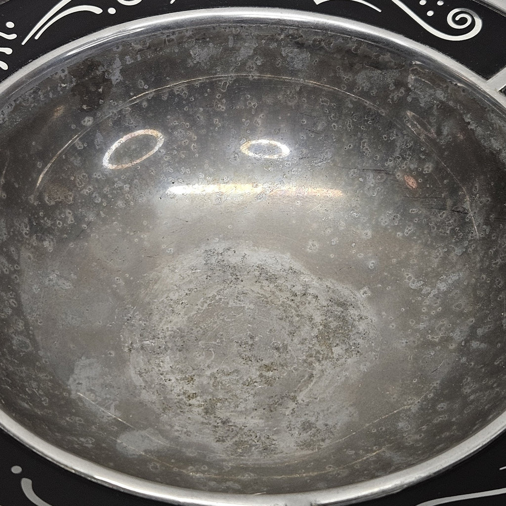 Vtg Lenox Metal Serveware SPYRO BLACK 13" Salad Serving Bowl Metal Serveware