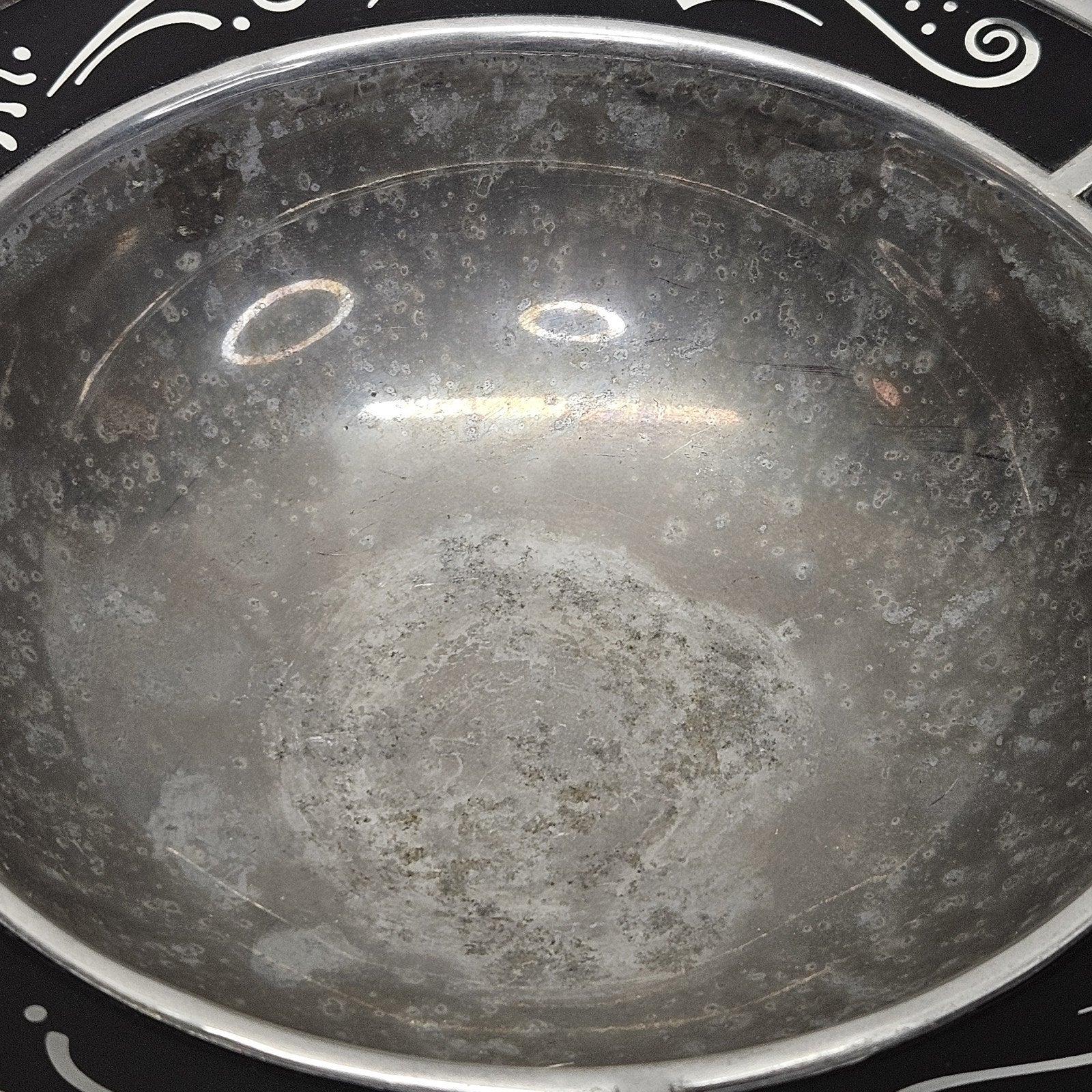 Vtg Lenox Metal Serveware SPYRO BLACK 13" Salad Serving Bowl Metal Serveware