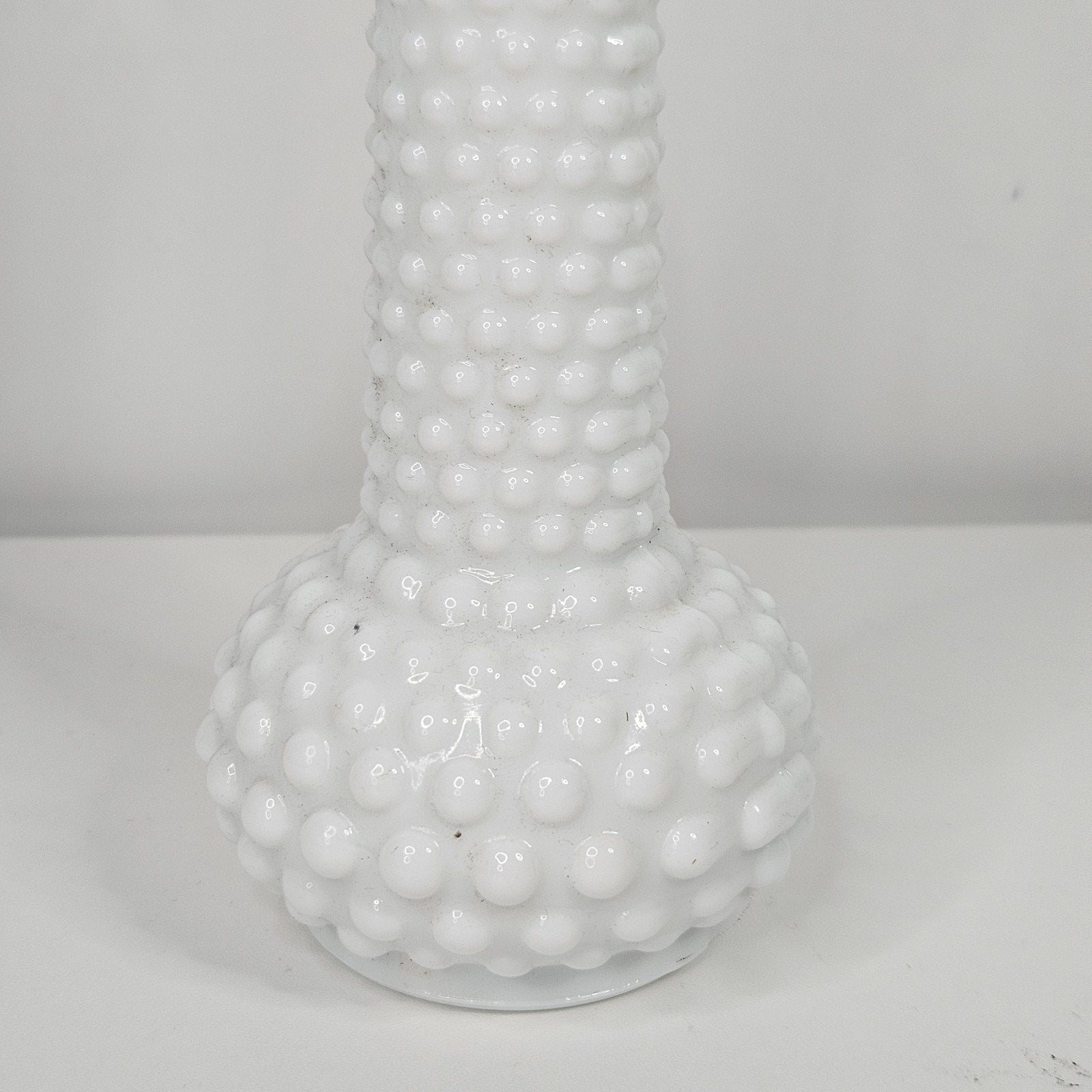 EO Brody Co Hobnail Bud Vase White Milk Glass Bubble Flower Vase USA 1960s Retro
