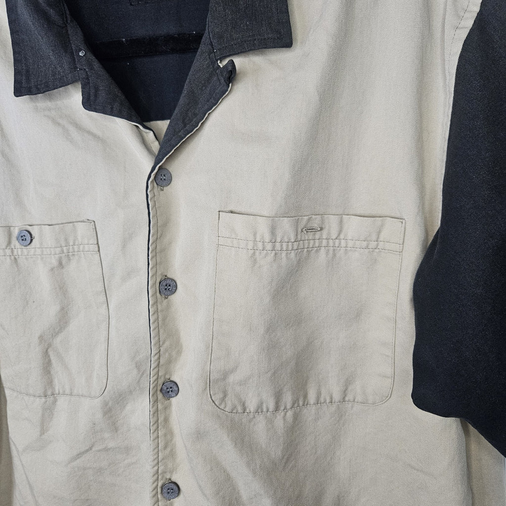Vintage Harley Davidson Button Up Short Sleeve Shirt Mechanic Motorcycle Mens XL