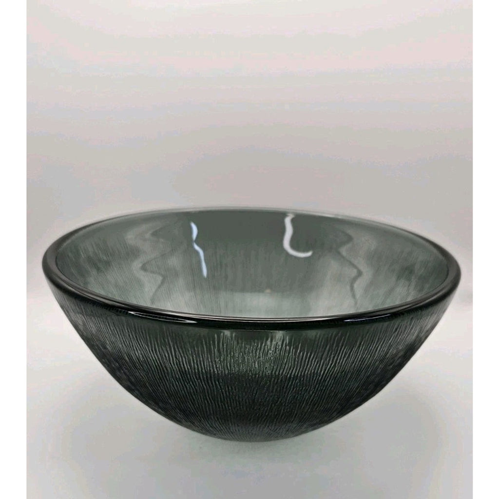 Retro Glass 9" Serving Bowl, Vintage MCM Gray Smoke Glass, Fersken W Johansson, Norwegian Tableware