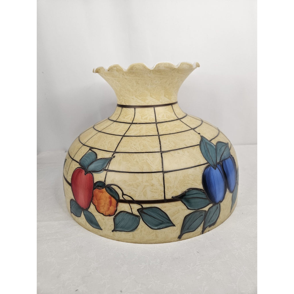 Vtg. Hand-painted Hurricane Lamp Shade 9 1/2 Inches Tall Fruit & Floral