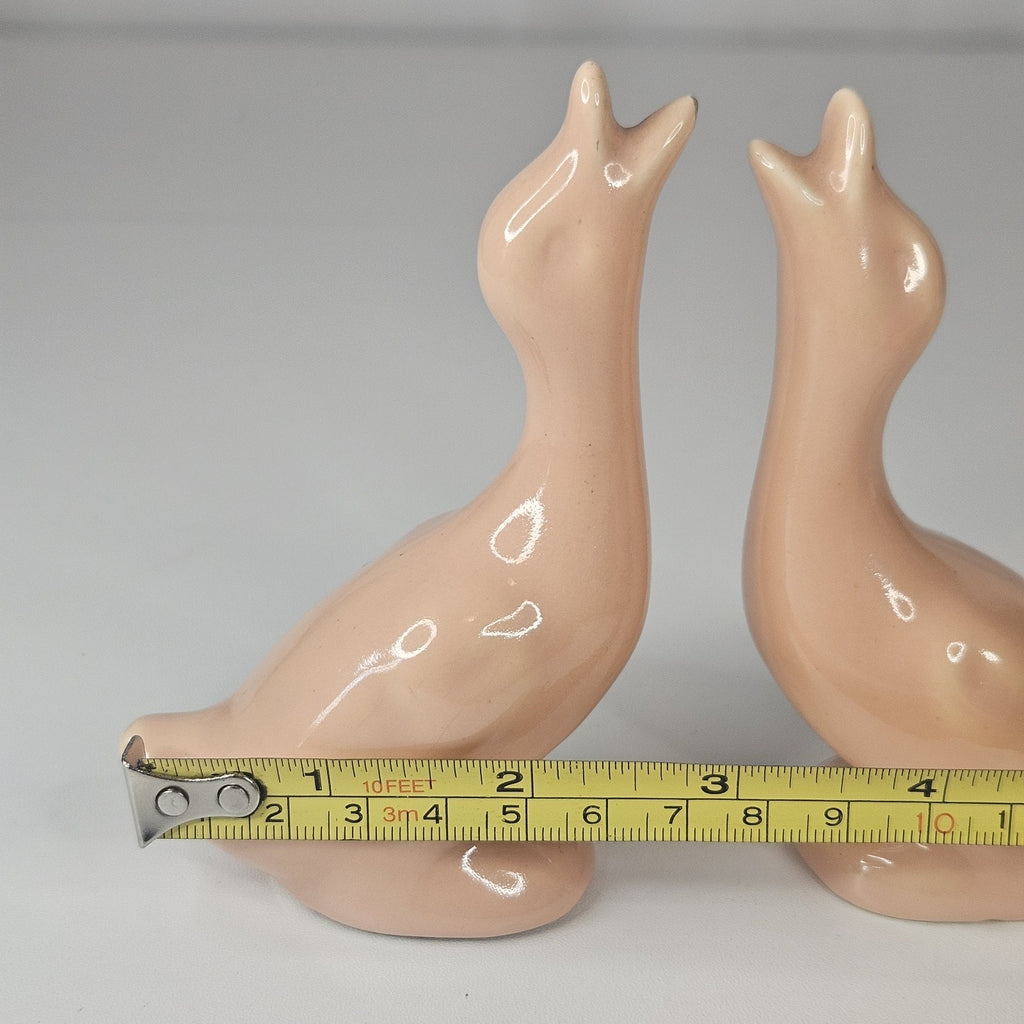 Vintage Caliente Pottery Pink Duck Figurine Set Retro Made In USA #303 Haldem CA