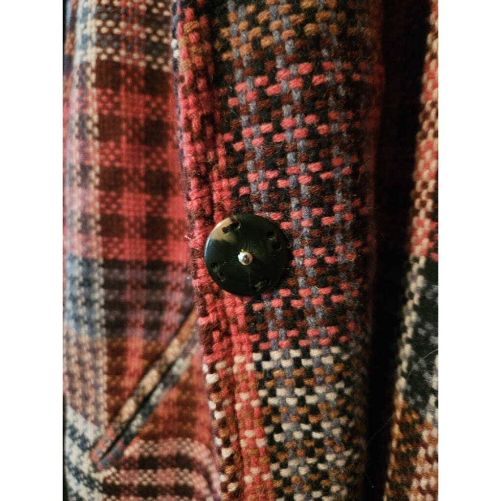 RACHEL ZOE Jacket Plaid Wool Blend Oversized Coat Pink Red Women's Size Small