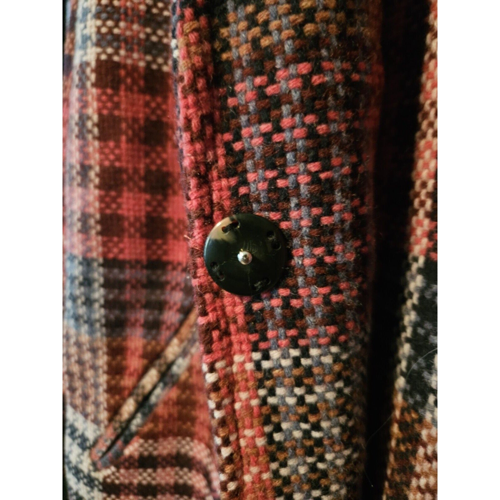 RACHEL ZOE Jacket Plaid Wool Blend Oversized Coat Pink Red Women's Size Small