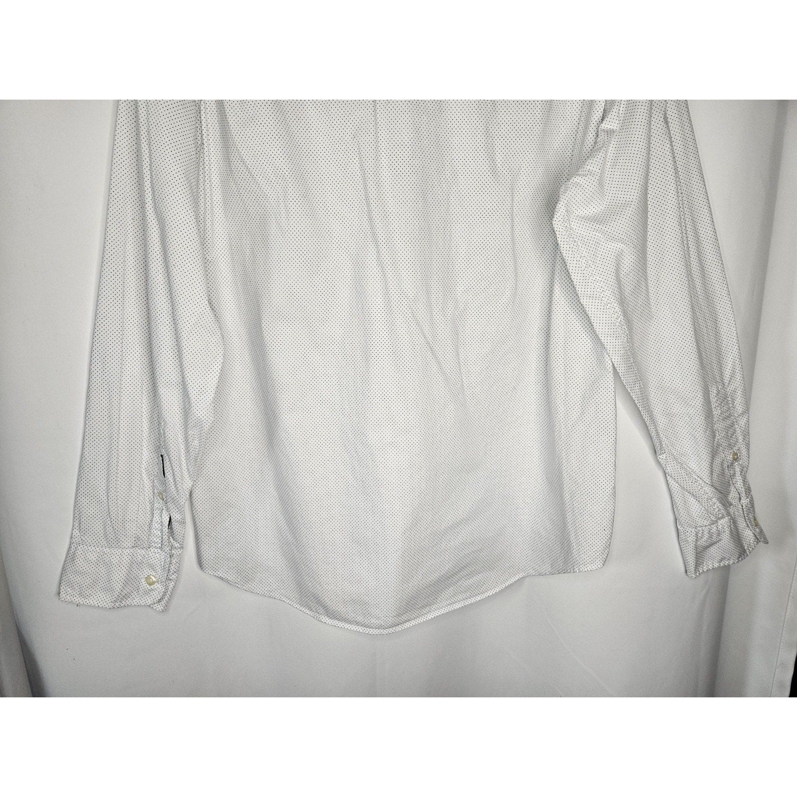 Vintage J Crew Shirt Men's Large White Navy Polka Dots Long Sleeve Button Up