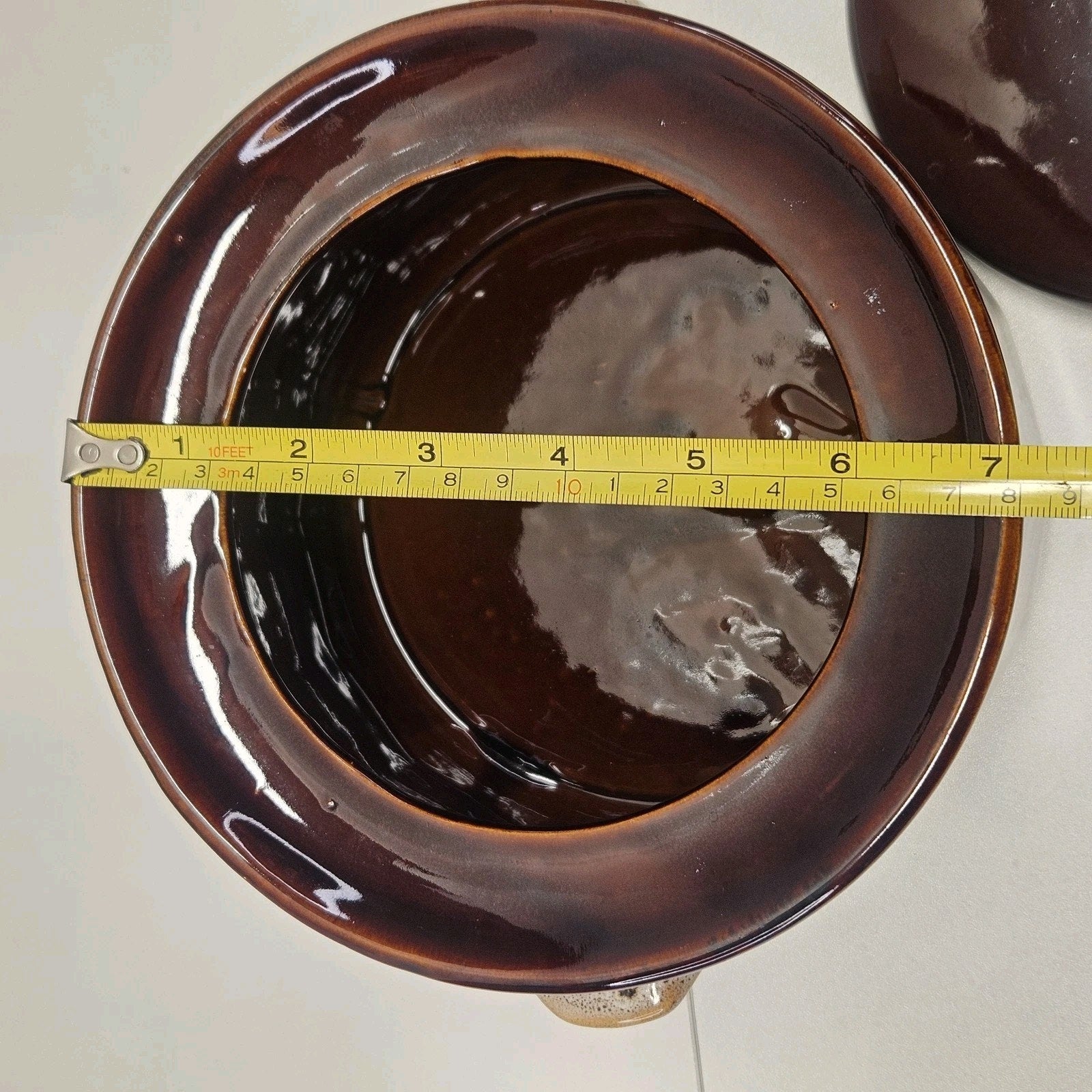 Vintage Stoneware Pottery Crock Pot Two-tone Brown Tan Glaze MCM Rustic