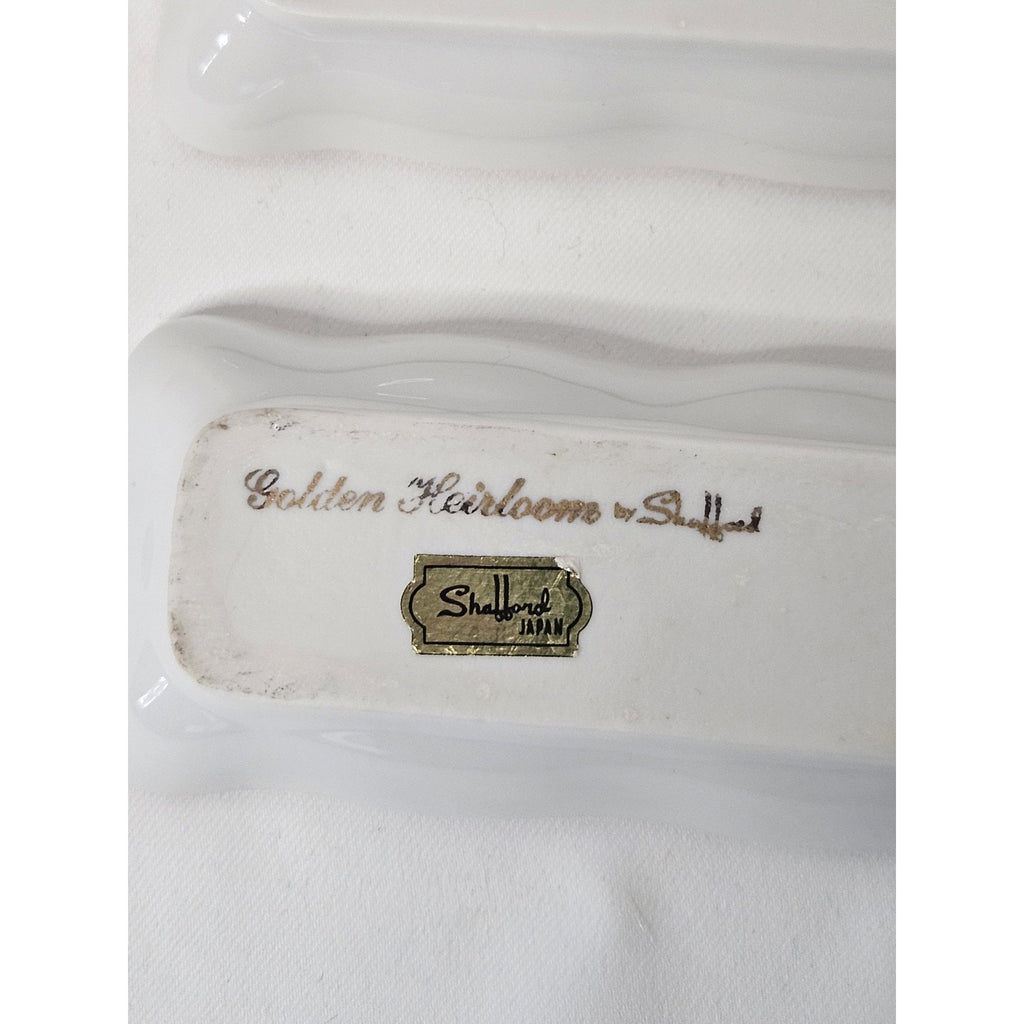 Vintage Mint Dish Pair Classic White Shafford Golden Heirloom Necklace Tray