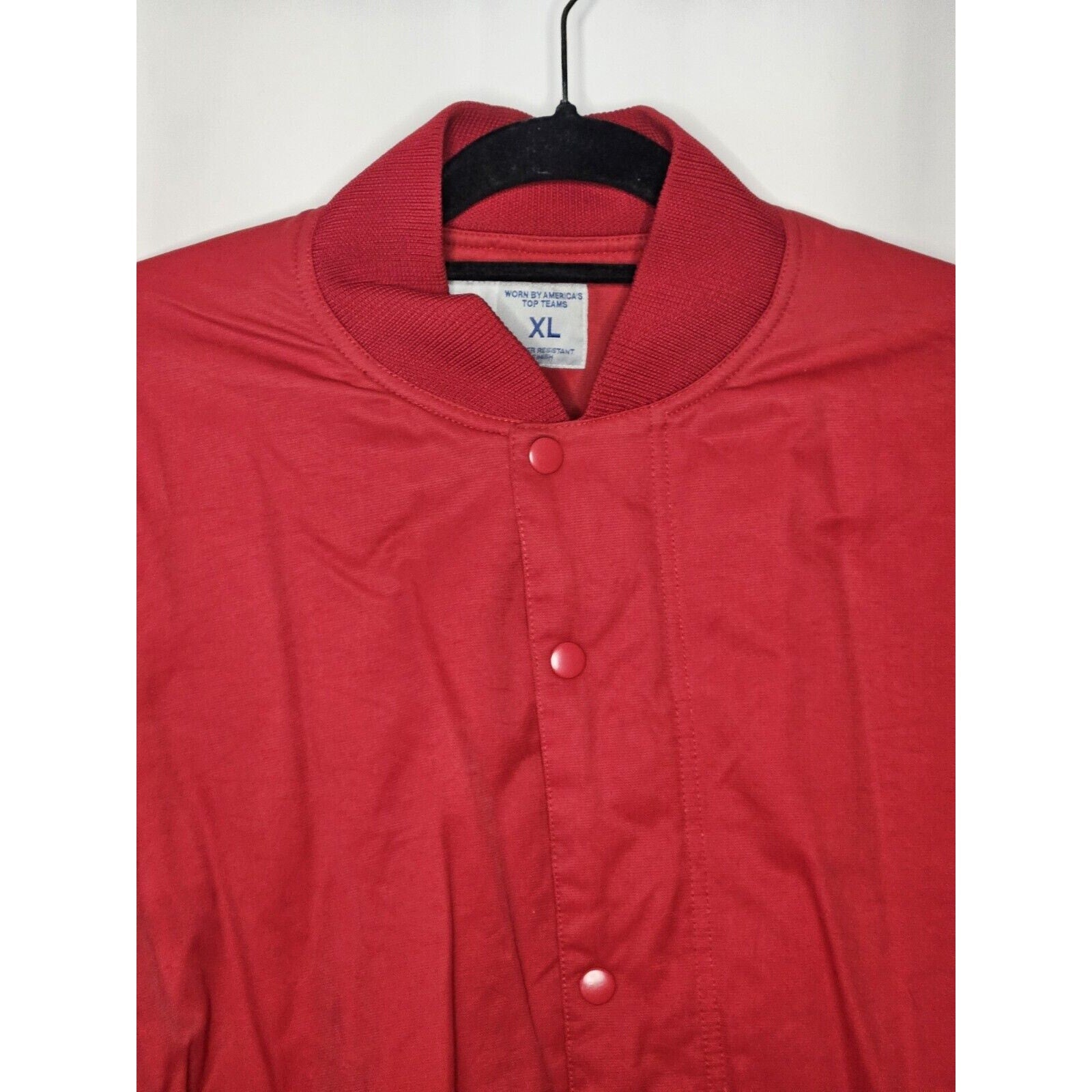 Russell Athletic Jacket XL Mens Red Button Up White Sleeve Stripe Vintage Sport