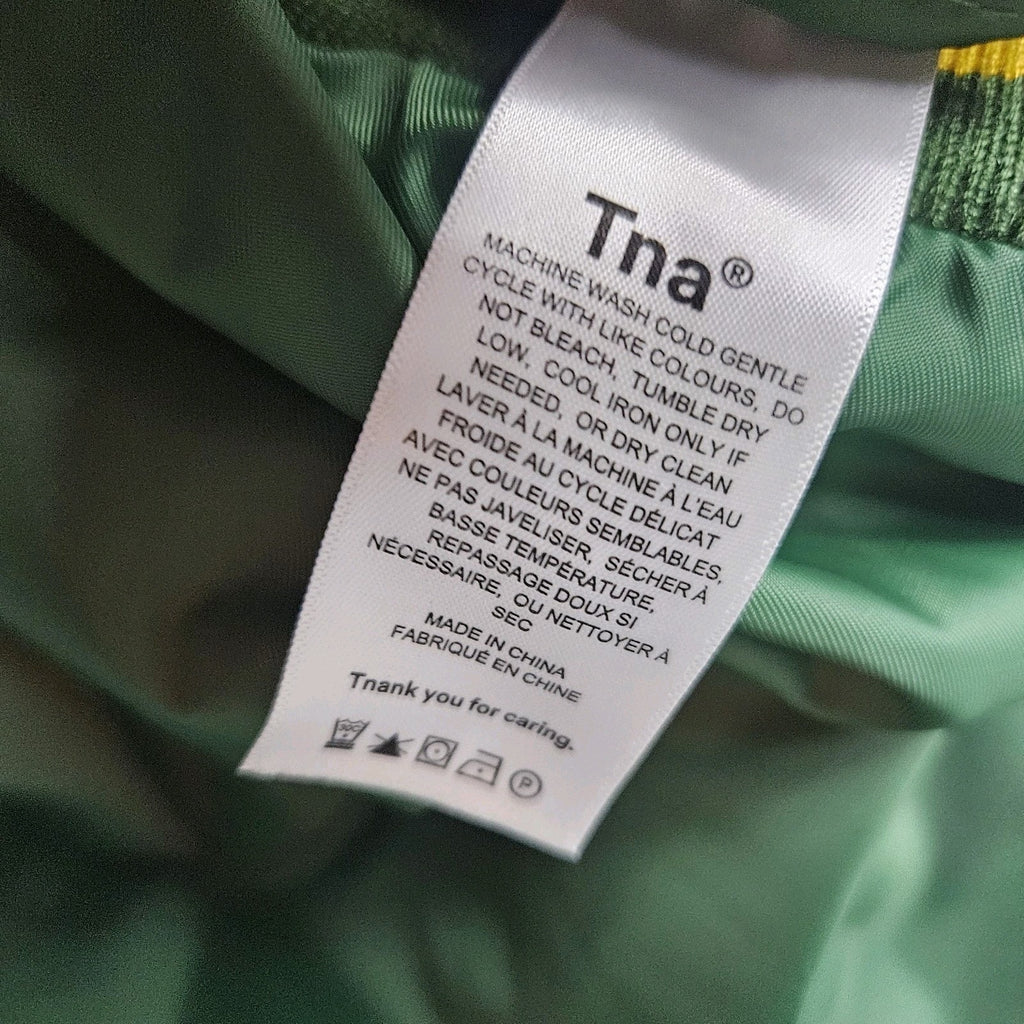 Aritzia TNA Jacket Men Large Green Stadium Yellow Varsity Bomber Coat Letterman