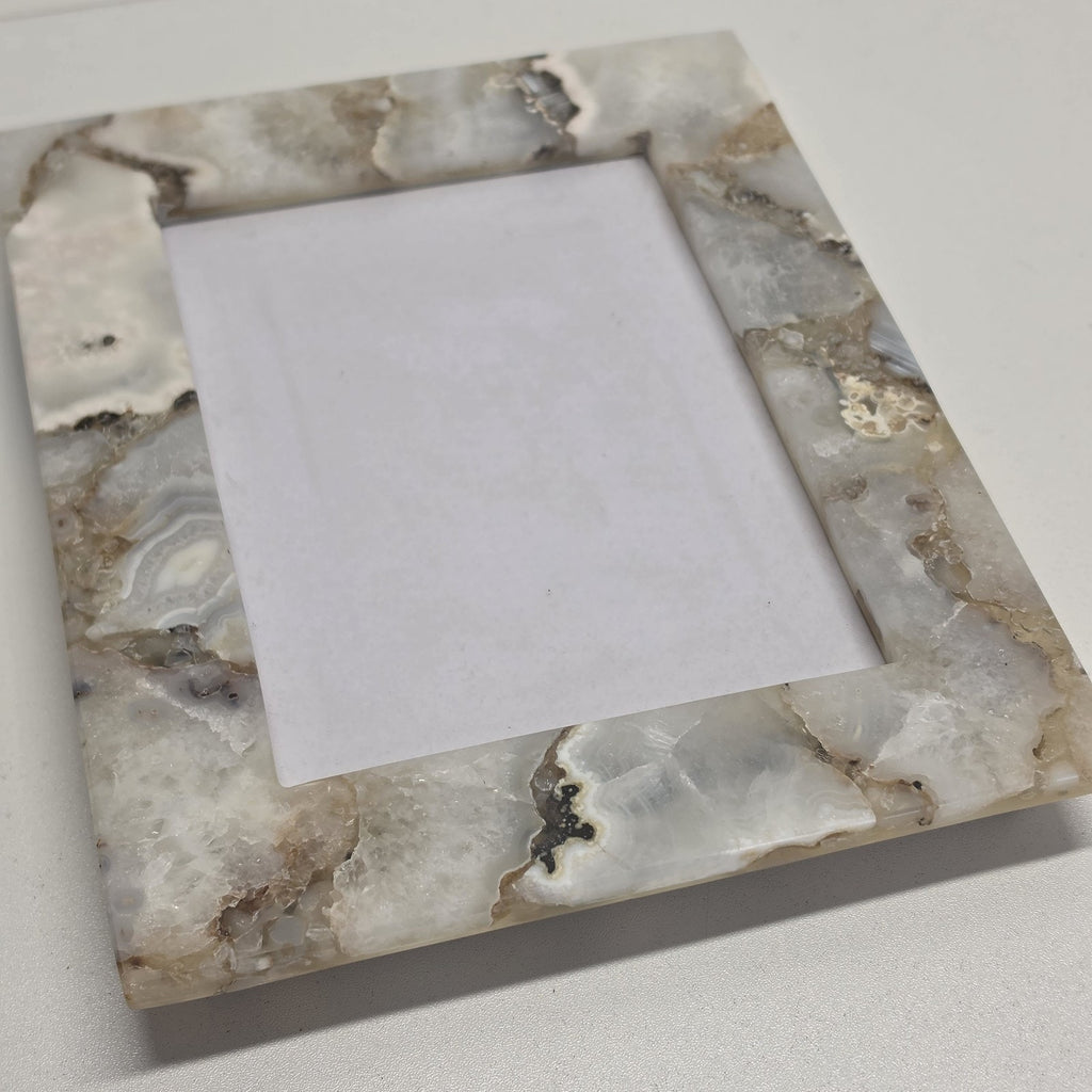 White Quartz Stone Picture Frame Natural Agate Photo Frame 5x7 Photo