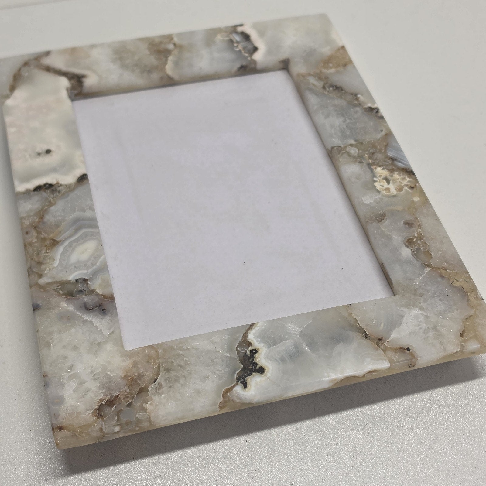 White Quartz Stone Picture Frame Natural Agate Photo Frame 5x7 Photo