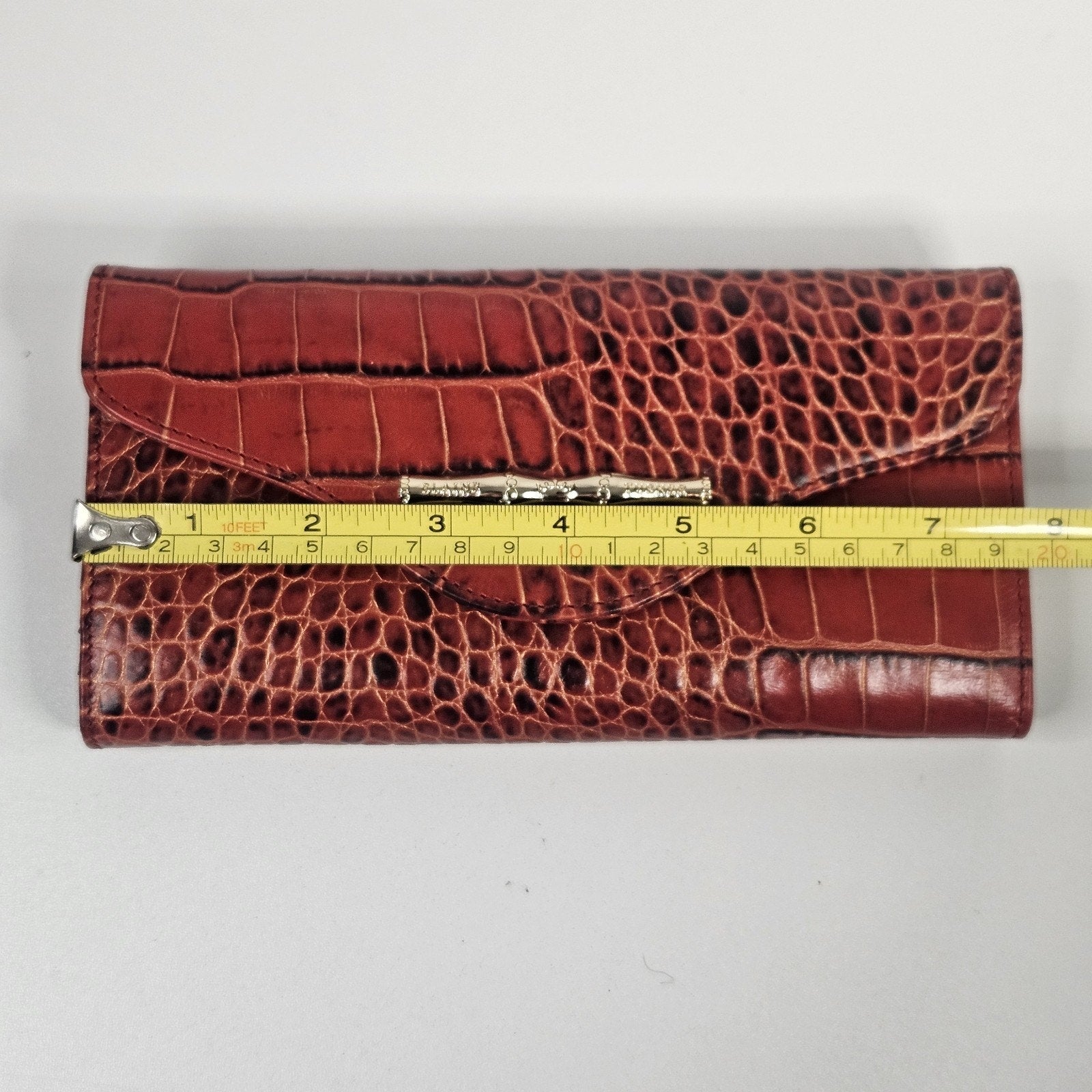Vintage Elaine Turner Red Croc Embossed Leather Portfolio Organizer Wallet $175