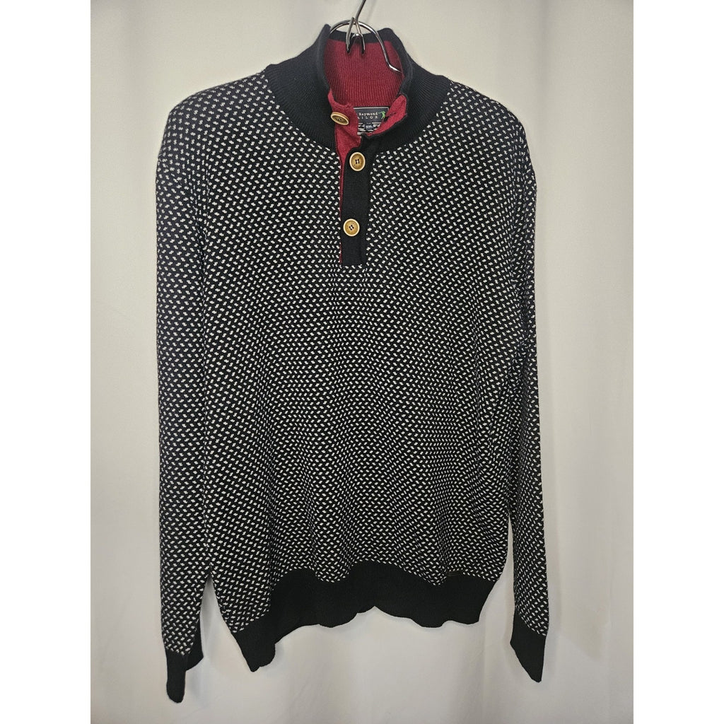 Sir Raymond Tailor Golf Sweater Mens XXL Collared Wool Made In Italy Black White