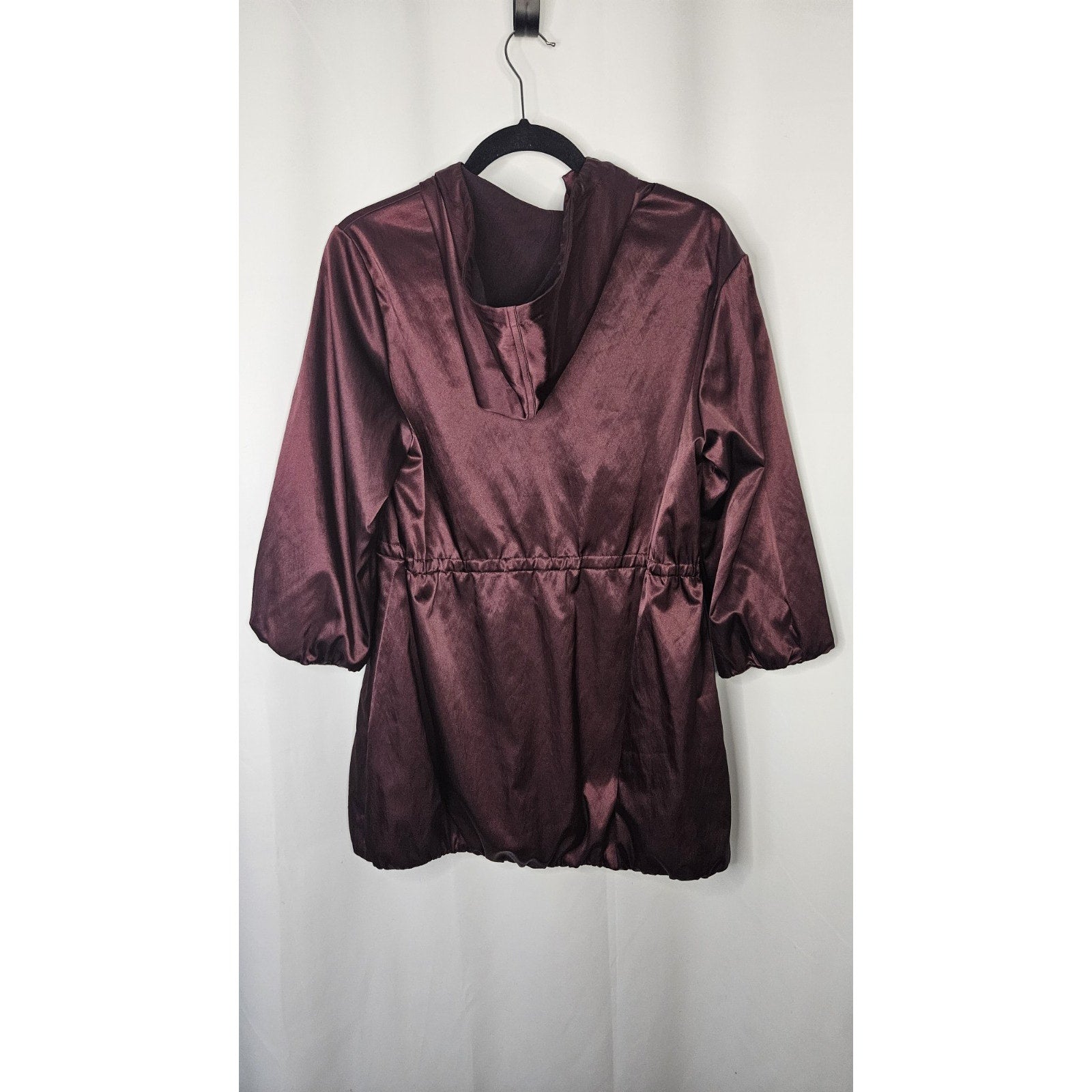 MICHAEL KORS FANCY PURPLE HOODED ANORAK CINCH-WAIST RAINCOAT LONG JACKET P/M