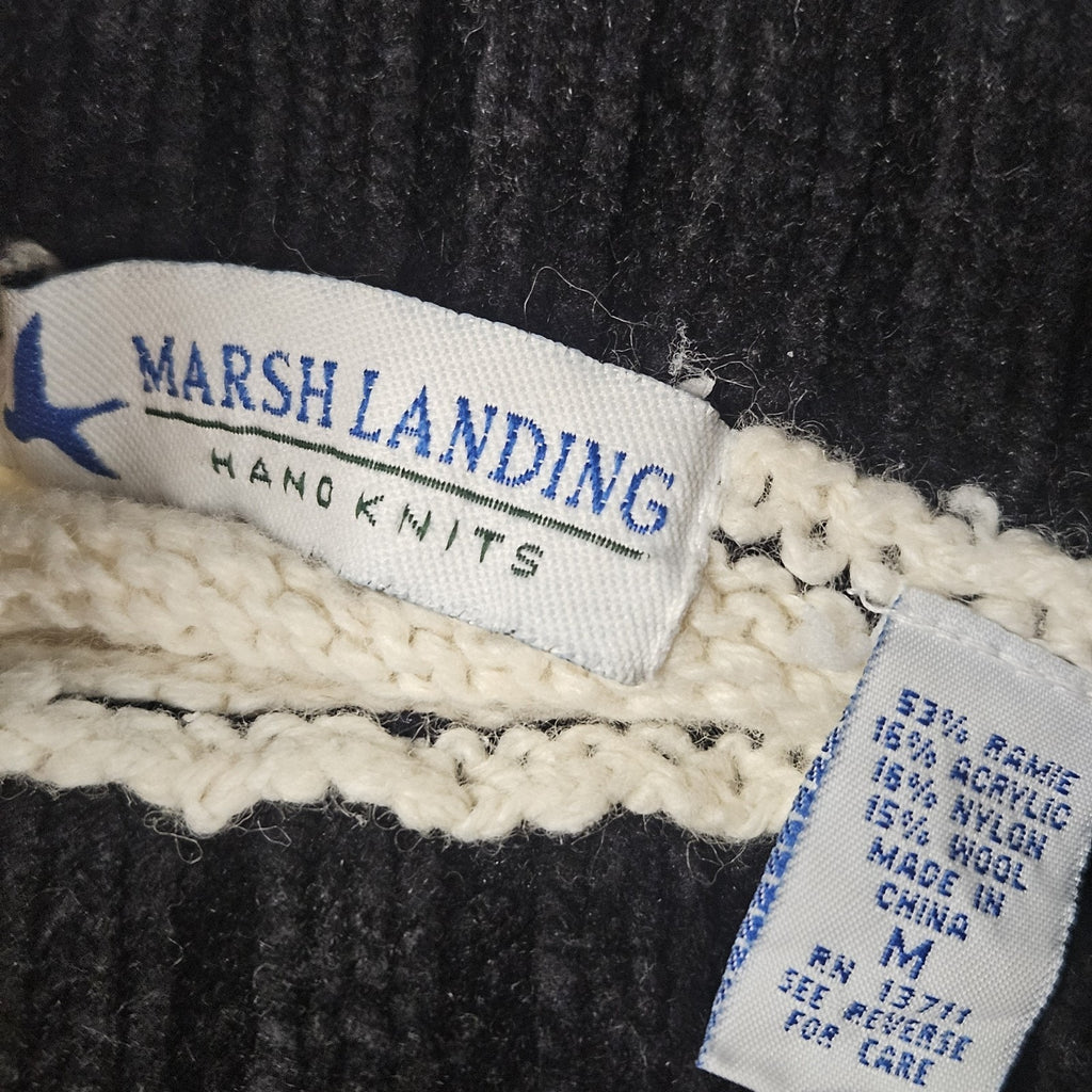 Marsh Landing Hand Knitted Wool Blend Sweater Snowflake Heavyweight Women's Med