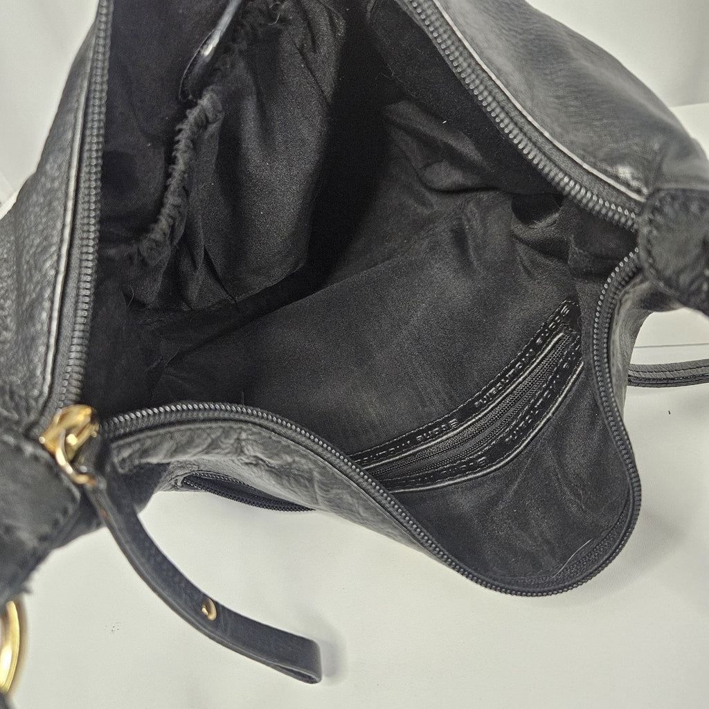 Stone Mountain Claudette Satchel Black Leather Shoulder Bag Purse Hobo Bag
