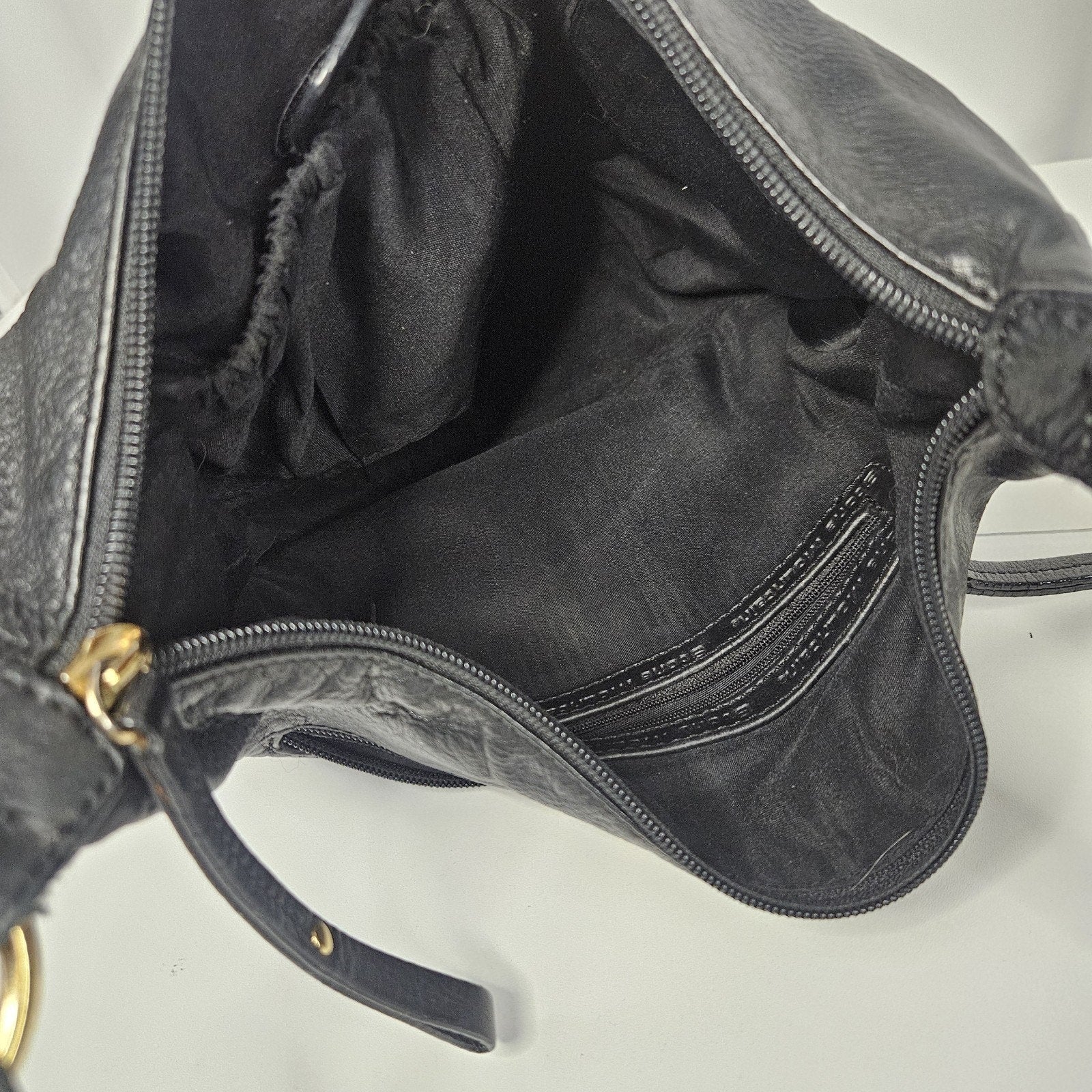 Stone Mountain Claudette Satchel Black Leather Shoulder Bag Purse Hobo Bag