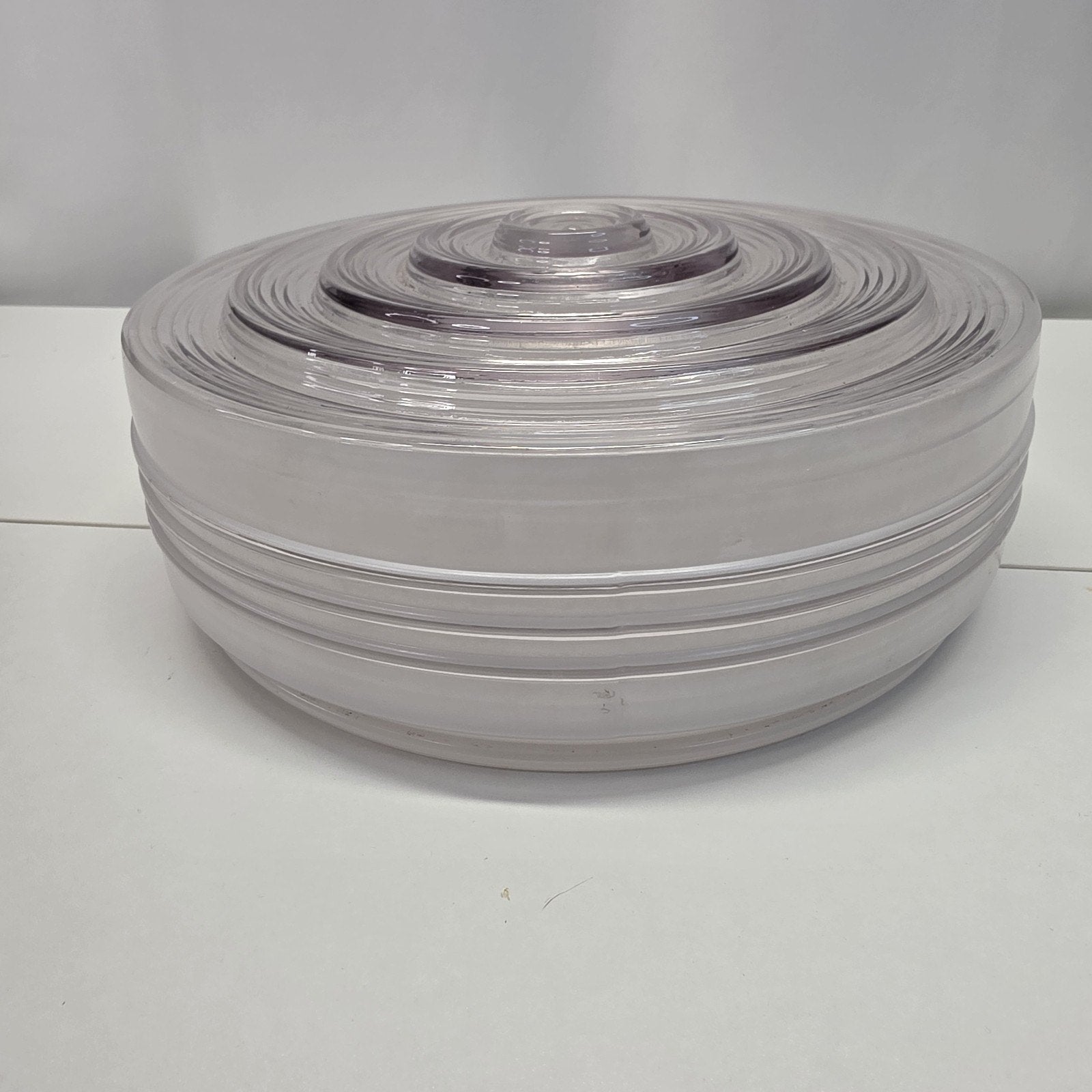 Vintage Light Fixture Cover 9-3/4" Diameter Frosted Sides Clear Stepped Bottom