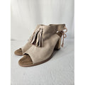 Toms Light Blush Pink Suede Tassel Block Heel Open Toe Booties 9