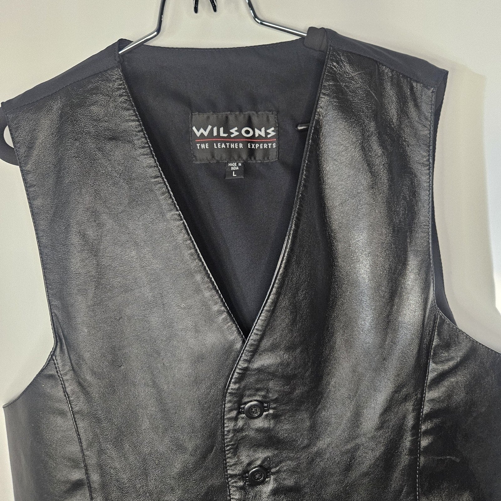 Wilson's Black Leather Bikers Vest Size Large Men's Moto Western Classic