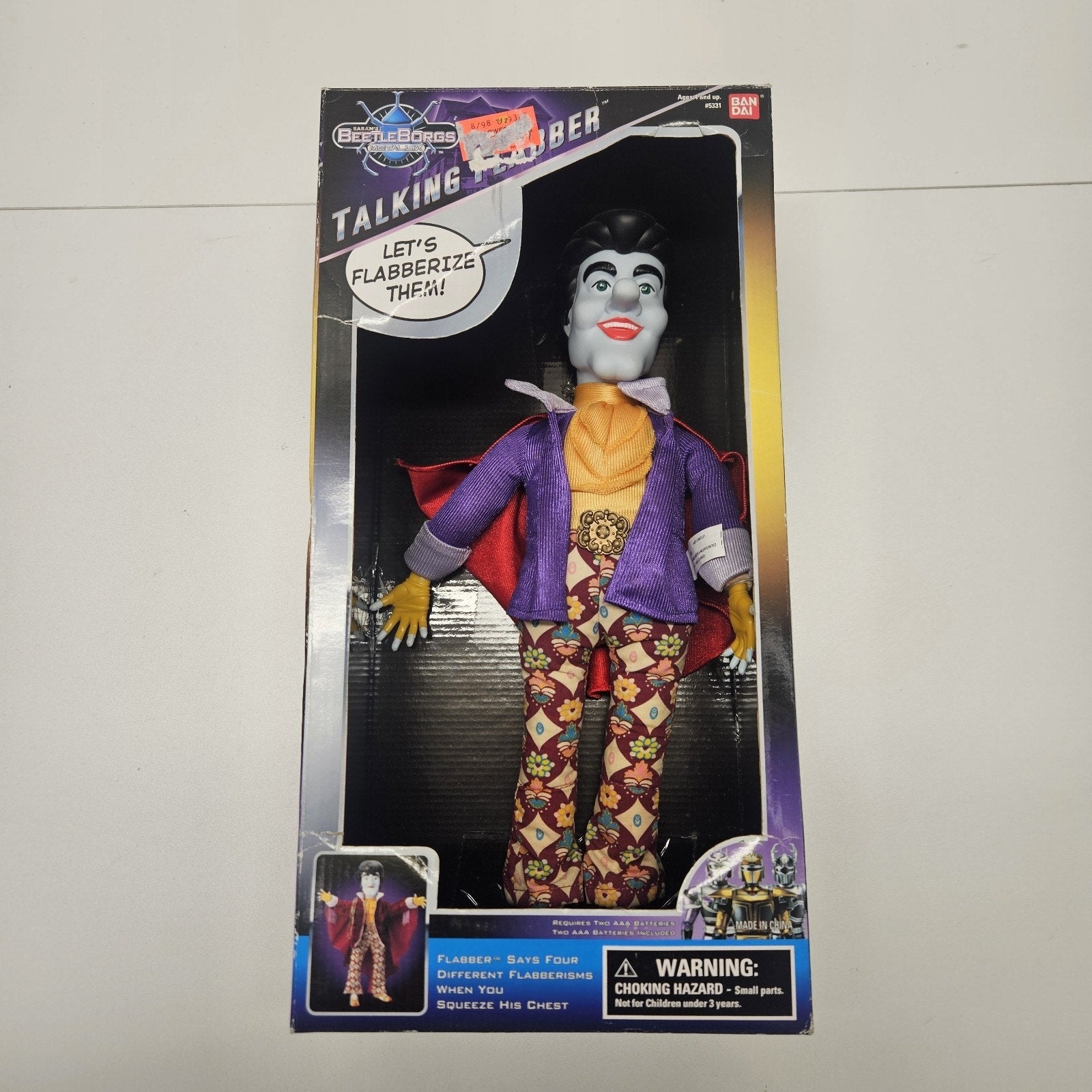 Vintage Bandai 1997 Beetleborgs 14" Talking Flabber ~ NEW In Original Box