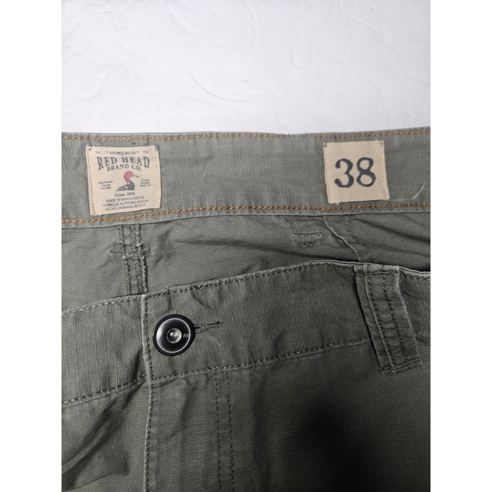 RedHead Shorts 38 Cargo Pocket Outdoor Hiking 9" Inseam Comfort Green Cotton