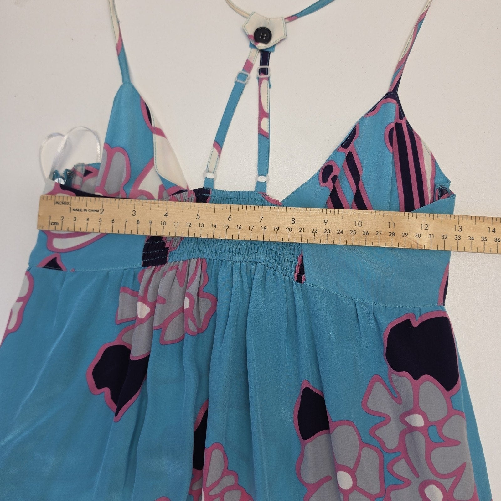 Yumi Kim Maxi Dress Women Blue Floral Silk Boho Romantic V-Neck SIZE M