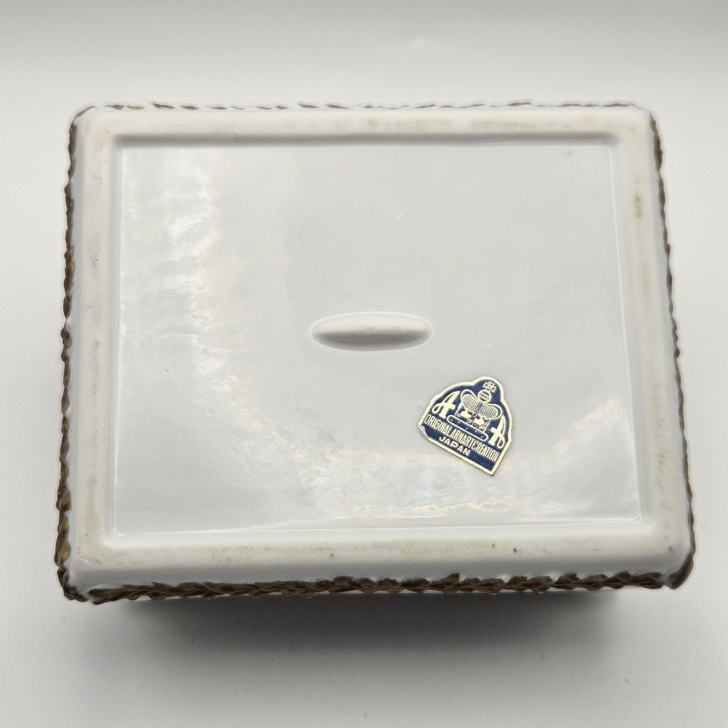 Original Arnart Creation Japan Porcelain Rose Trinket Box Jewelry Vintage